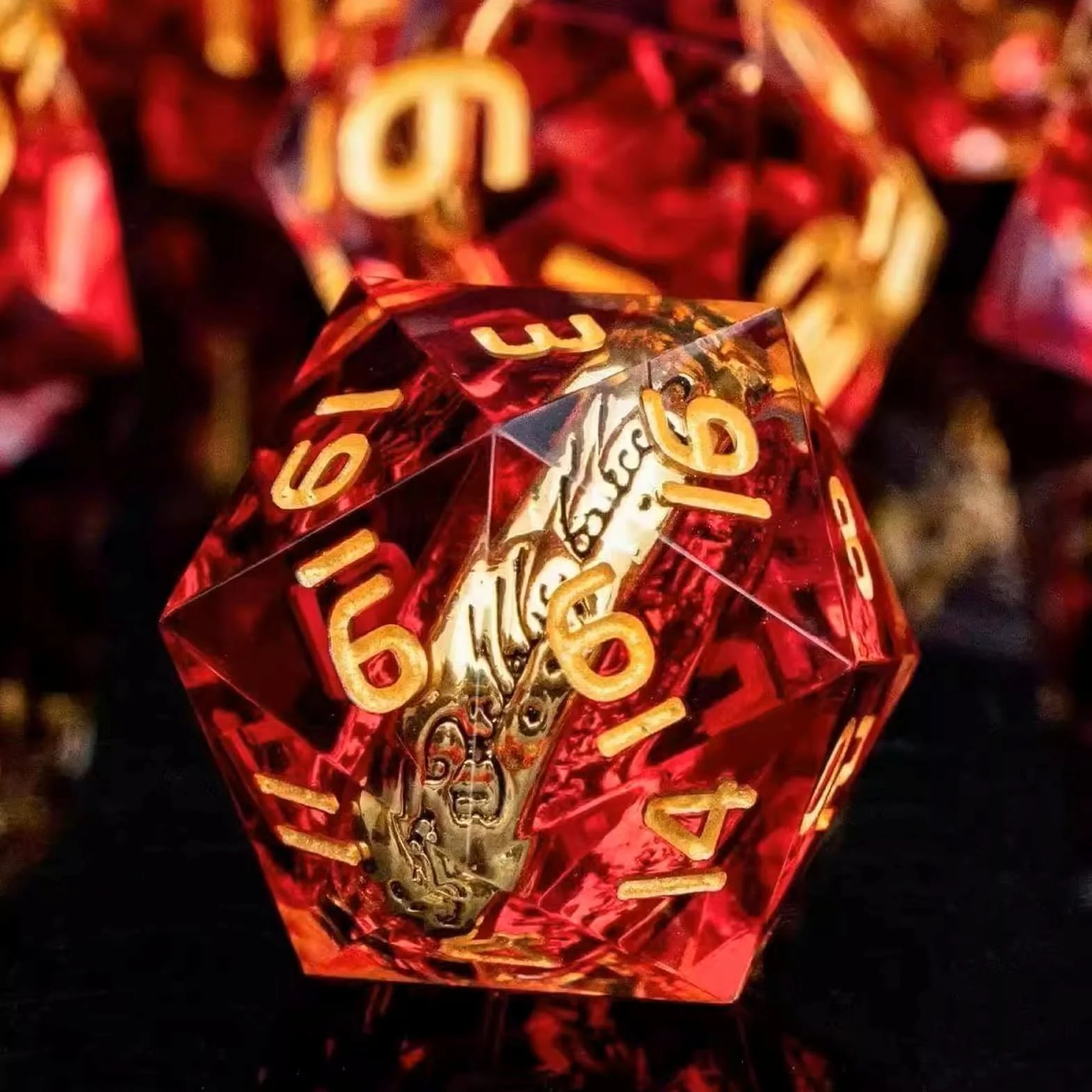 Elifel DND Dados de rol Señor de los Anillos Juego Dado Poliédrico y de rol Borde Afilado de Resina Dados D&D 7 Piezas para Mazmorras y Dragones Pathfinder RPG MTG D4 D6 D8 D10 D12 D20 D%