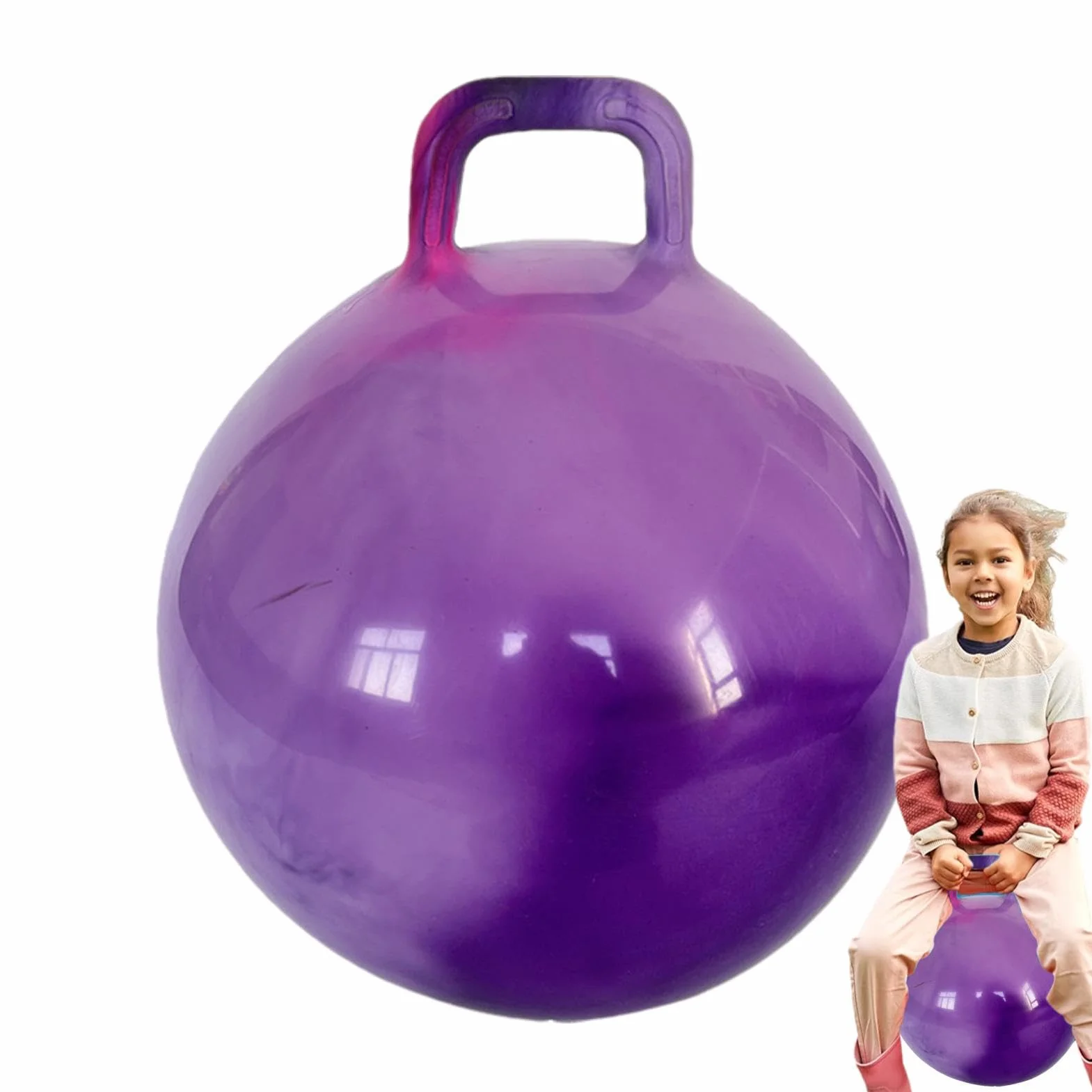 Pelota De Saltar con Asas Ergonómicas, Pelota De Salto para Niños, Balones Saltadores, Pelotas Hinchable Saltarina, Altura Ajustable, Antideslizante, Jardín Actividades Exterior Juego Ejercicio