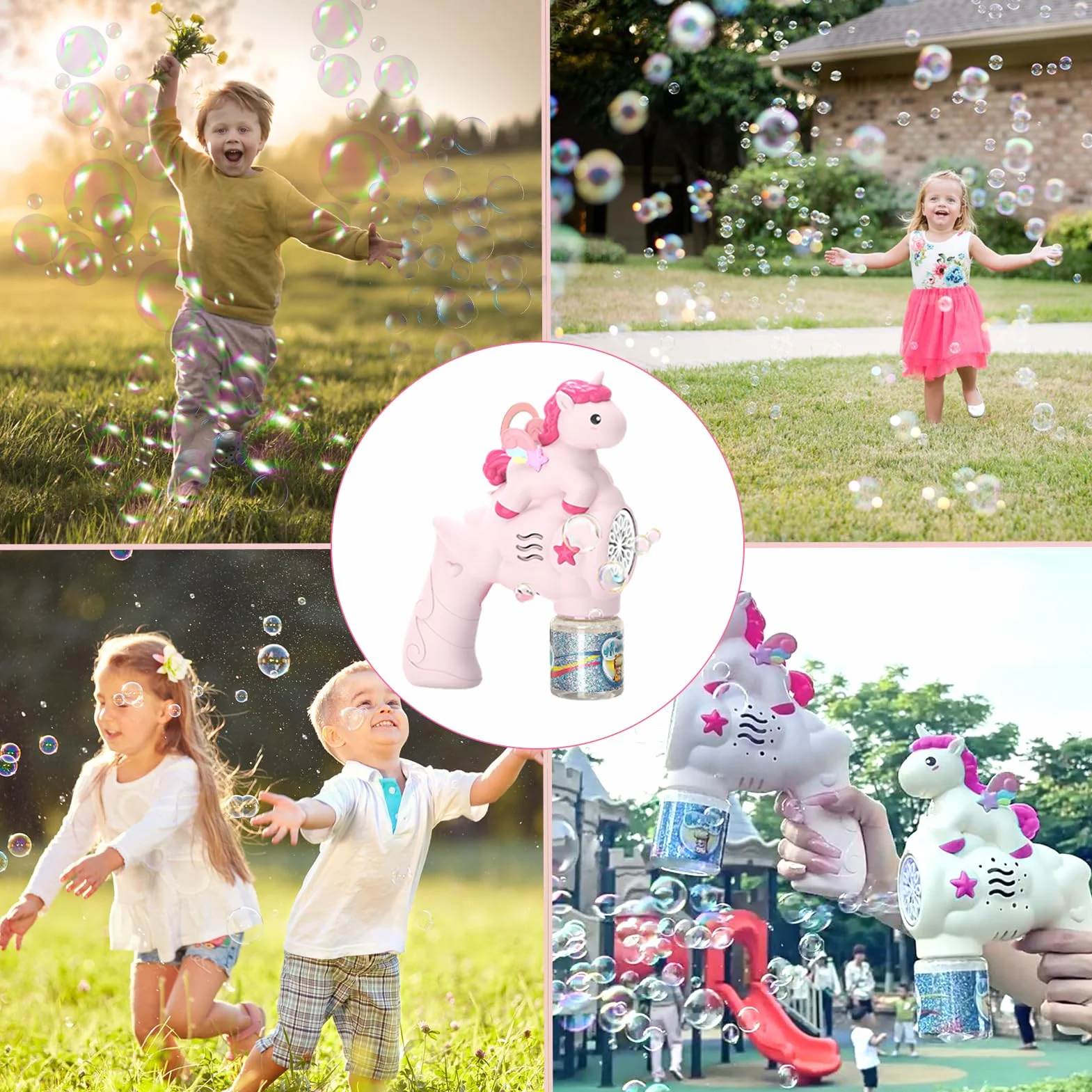 Pistola de Burbujas,Máquina de burbujasde Unicornio,Pistola Burbujas de jabon niños,Pistola de Burbujas automática,Máquina Automática Pompas de Jabón,para Niños,Adultos,Cumpleaños,Juguete de Verano