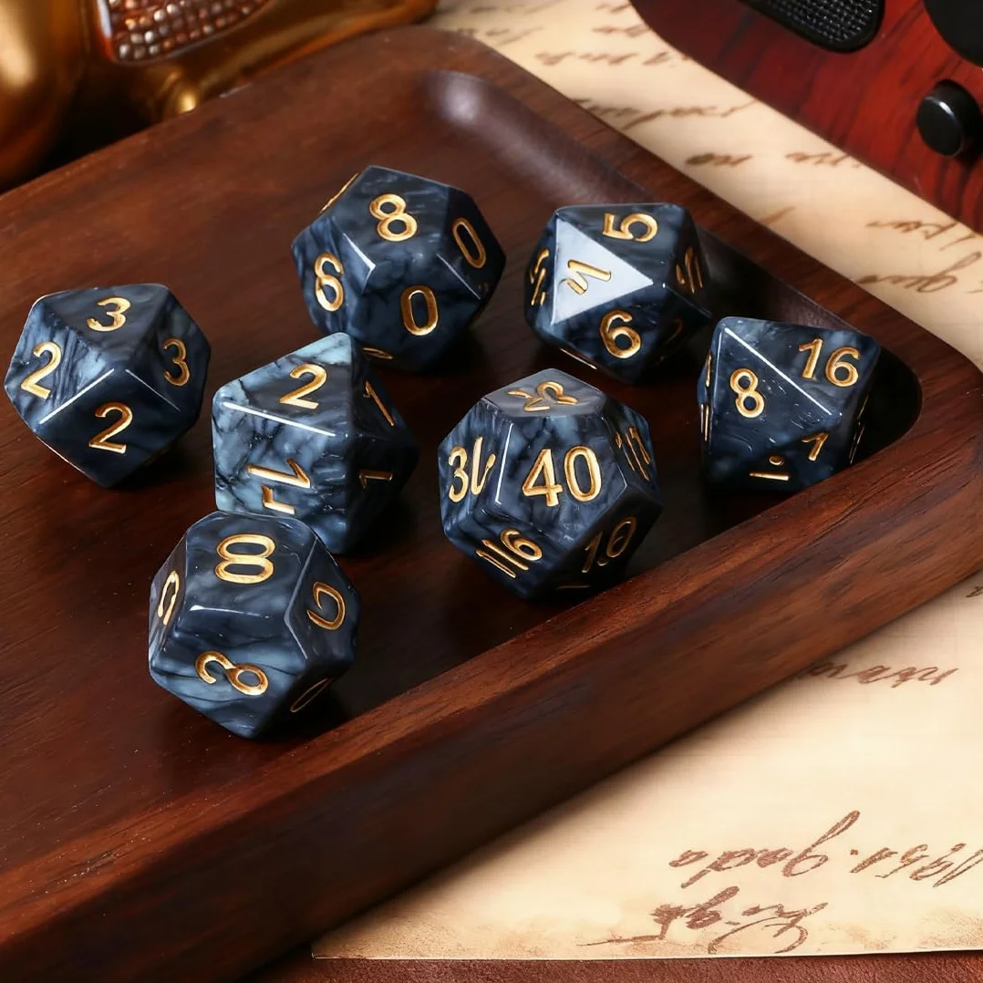 Juego de Dados Poliédricos para Varios Juegos, 7 Piezas, Dados de Rol con 20 Caras, Dados de Colores con Bolsas para