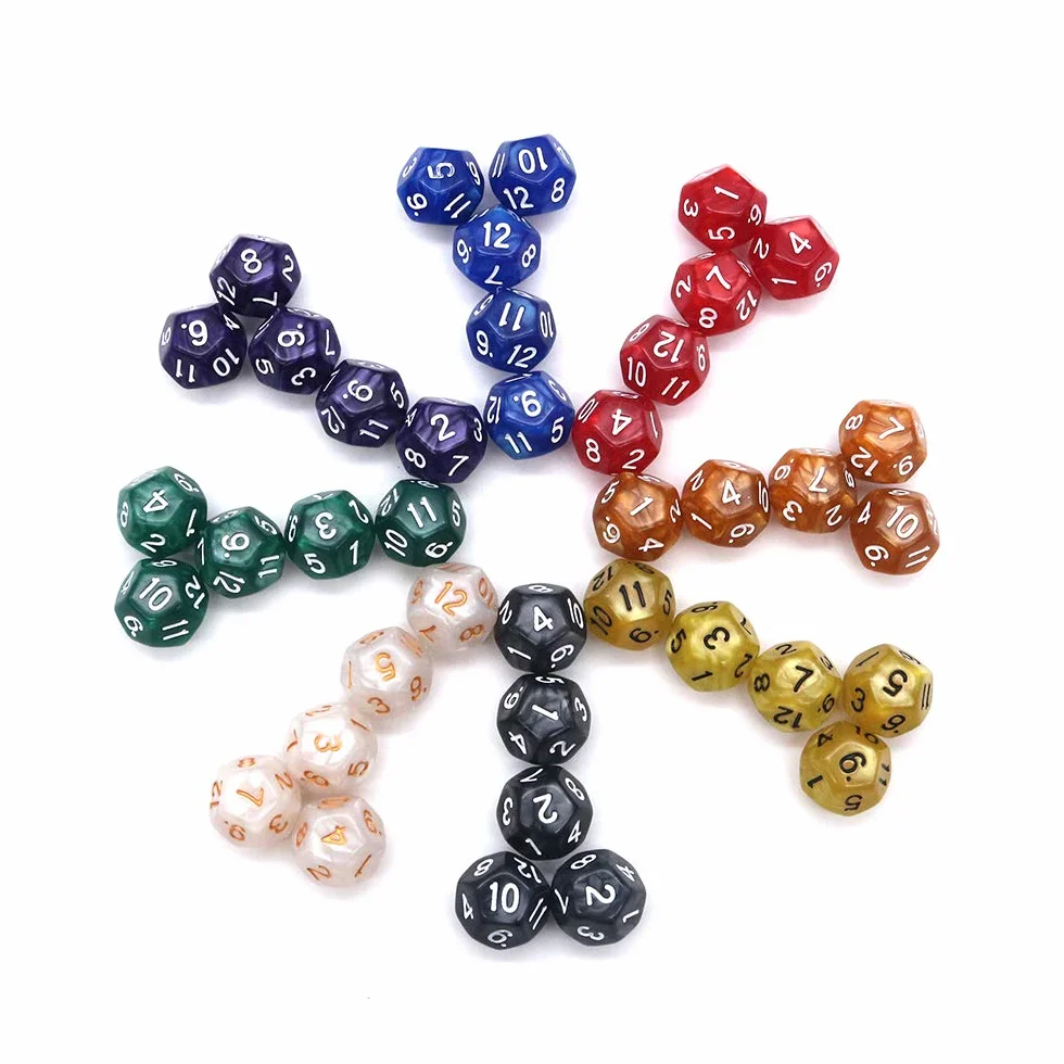 DollaTek Paquete Surtido de 40 Piezas de Dados de 12 Caras - Surtido Multicolor de Dados poliédricos D12 (8 Colores, 5 Piezas por 1 Color)