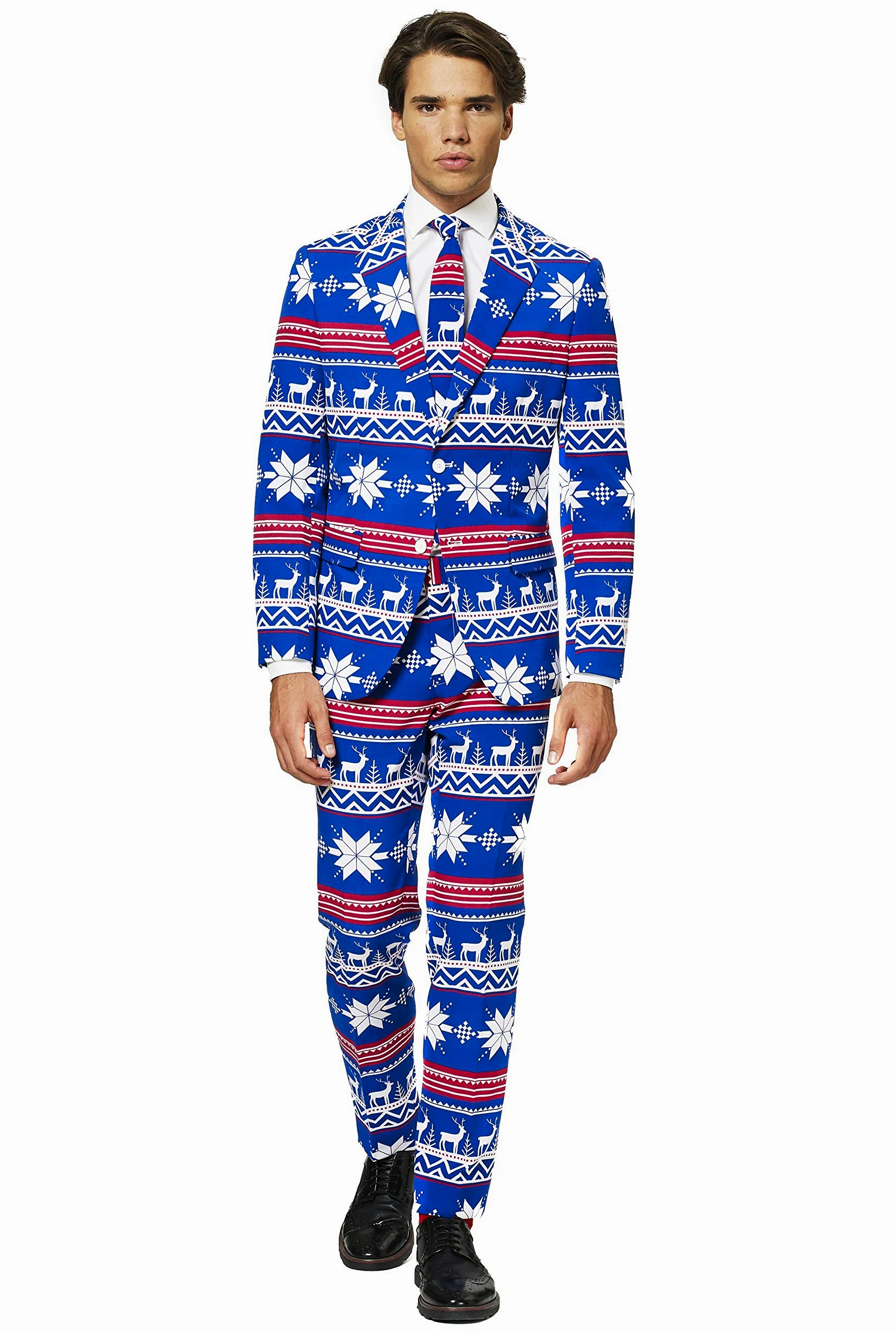 OppoSuits Fun Ugly Christmas Suits For Men – The Rudolph – Full Suit: Jacket, Pants & Tie Traje de Hombre Hombre