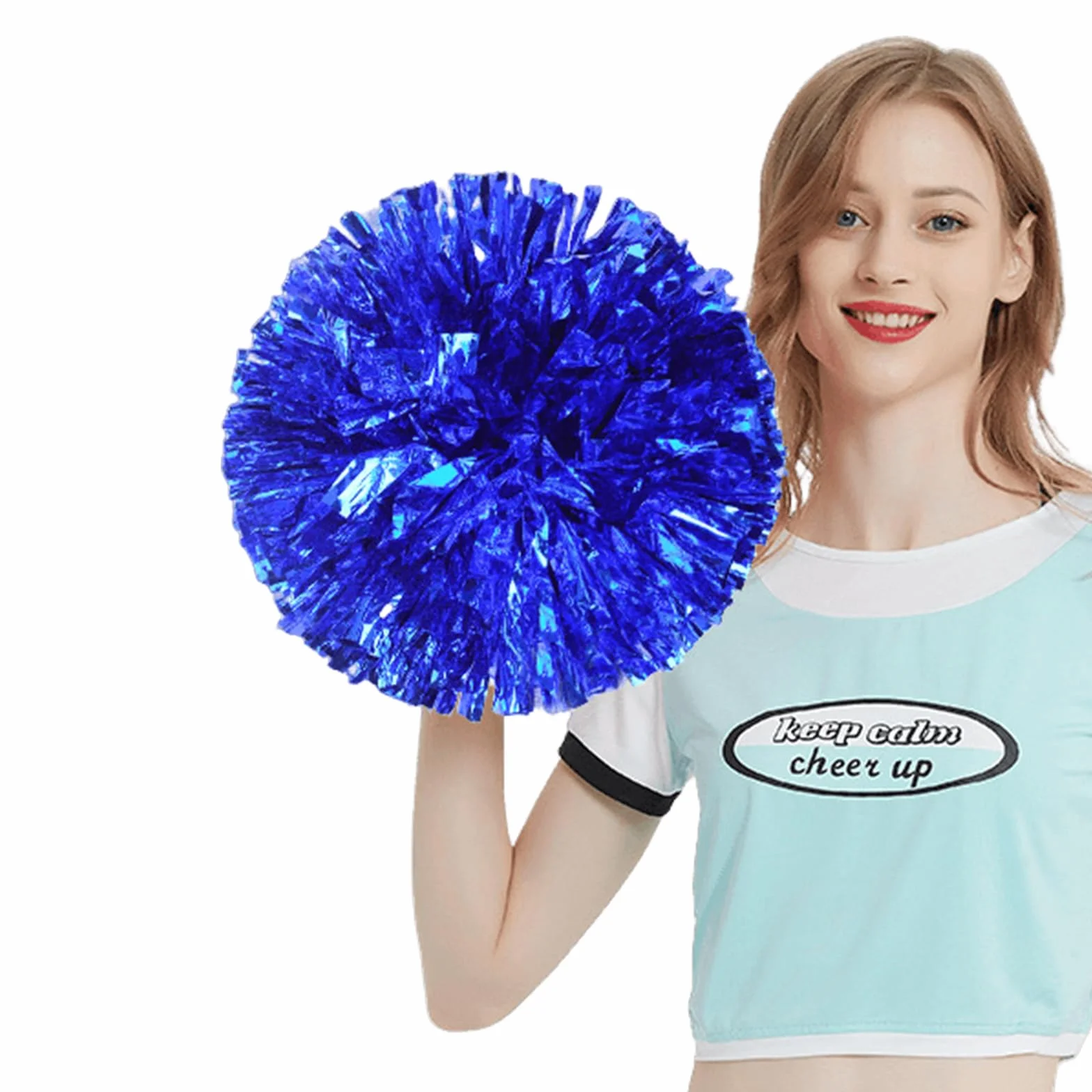 Pompones de Animadora Deportivos Azul 12 Piezas para Eventos Deportivos, Juegos de Pelota, Bailes y Fiestas