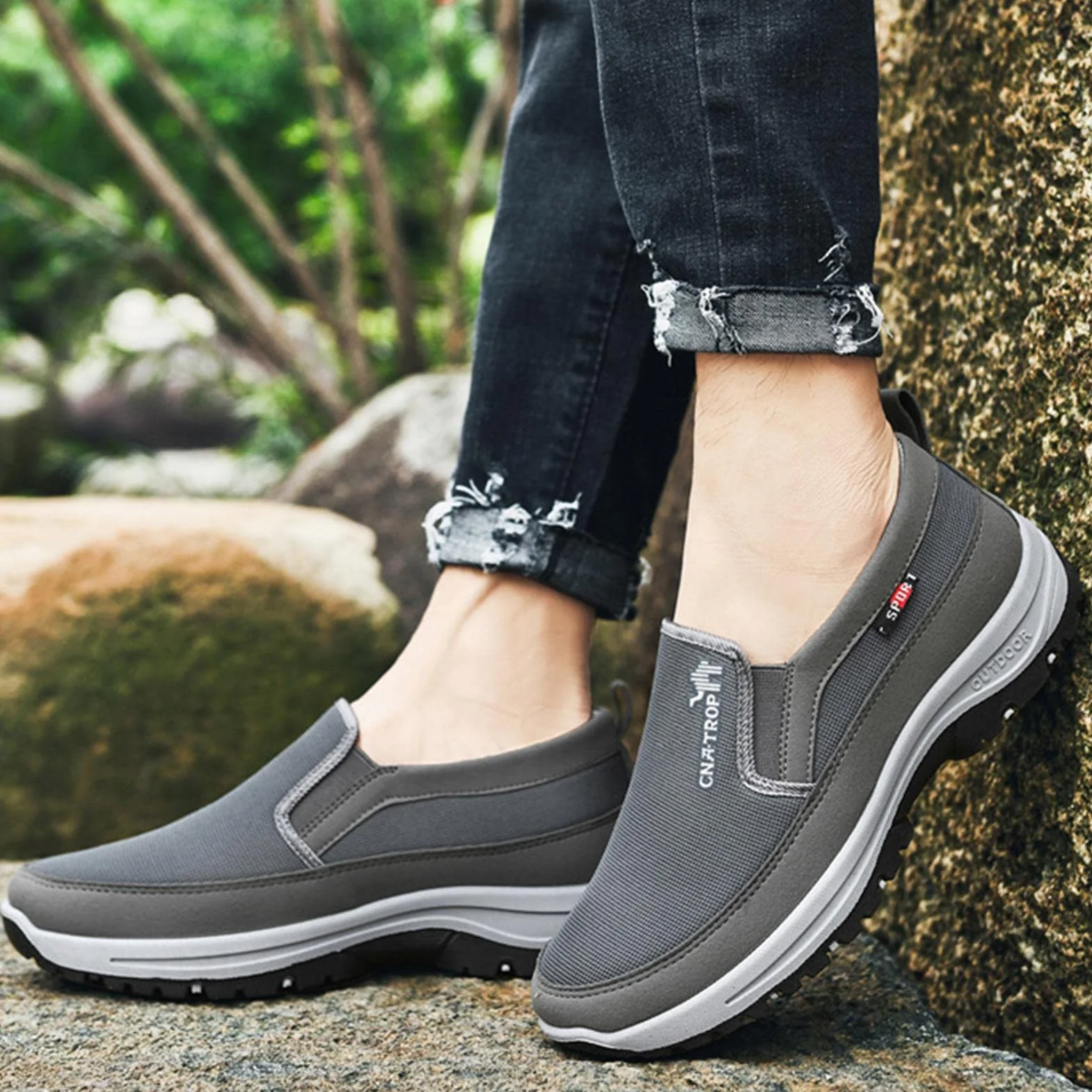 Zapatos ortopédicos para Hombres sin Cordones con Soporte para el Arco Antideslizantes de Goma Casuales