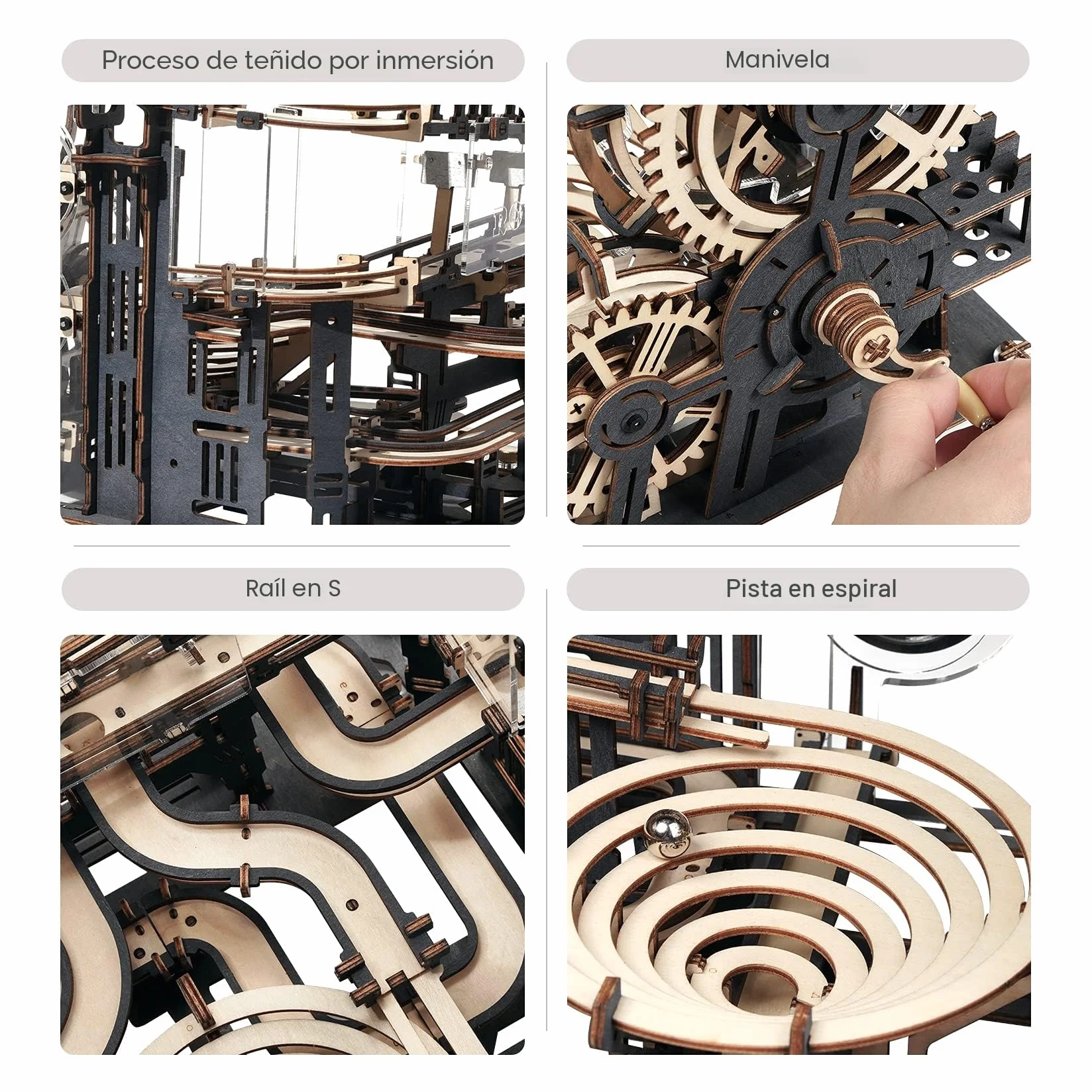 ROBOTIME Marble Run 3D Maquetas Madera Modelo De Kits para Adultos para Laser Cut Puzzle Construir Montar Construcción Artesanía Jigsaw Cumpleaños o Día de los Reyes Magos Ciudad Noche