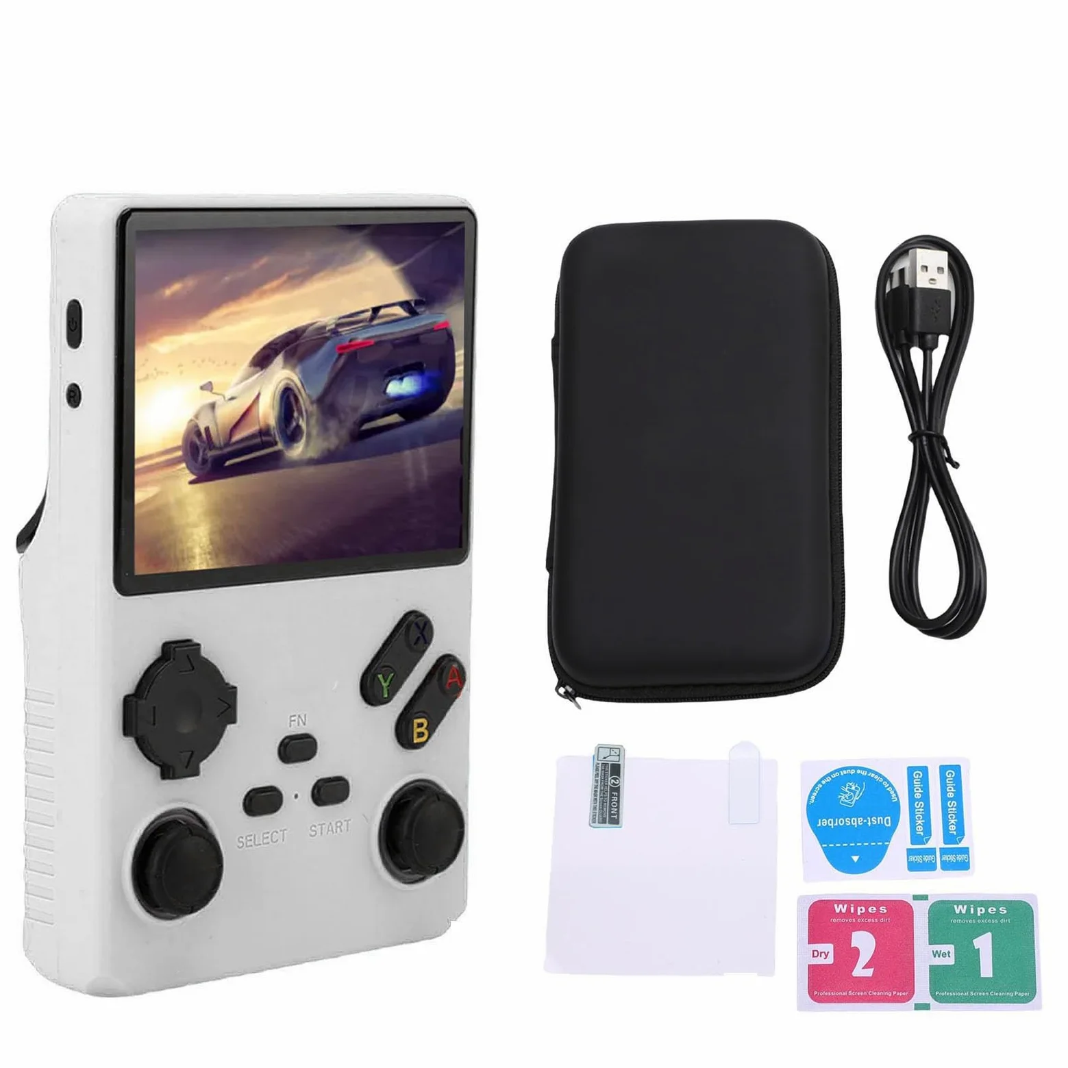 Vikye Consola de Juego Handheld V40 Pro, Consola de Juegos Retro de 3.5in, Clásica Recargable de 3800 MAh Double Joysticks Handheld Gaming Console (White)