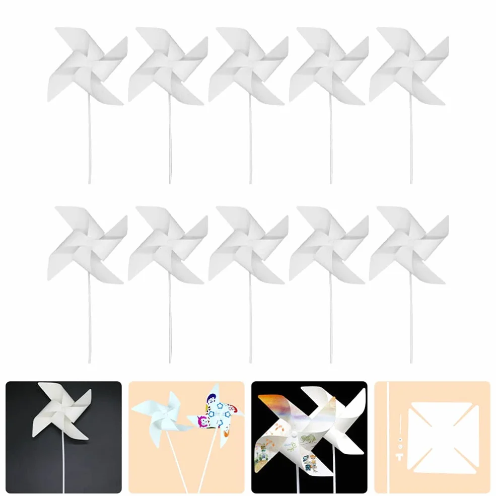 TOYANDONA 24 piezas para hacer tus propios molinos de viento, bricolaje, pintura, manualidades, molinete en blanco, juguete para la escuela, trabajo, manualidades en casa