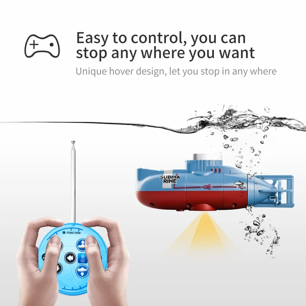 Mini Submarino de Juguete RC, 6 Canales de Control Remoto bajo el Agua, Barco de Buceo, Modelo de Juguete eléctrico, Juguete Educativo para niños, Regalo para niños