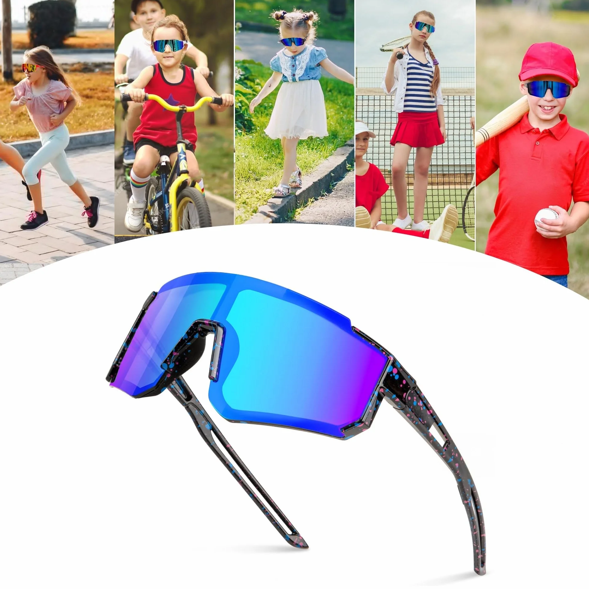 Gafas Ciclismo Niño Gafas de Sol Infantiles Protección UV 400 para Deportes al Aire Libre