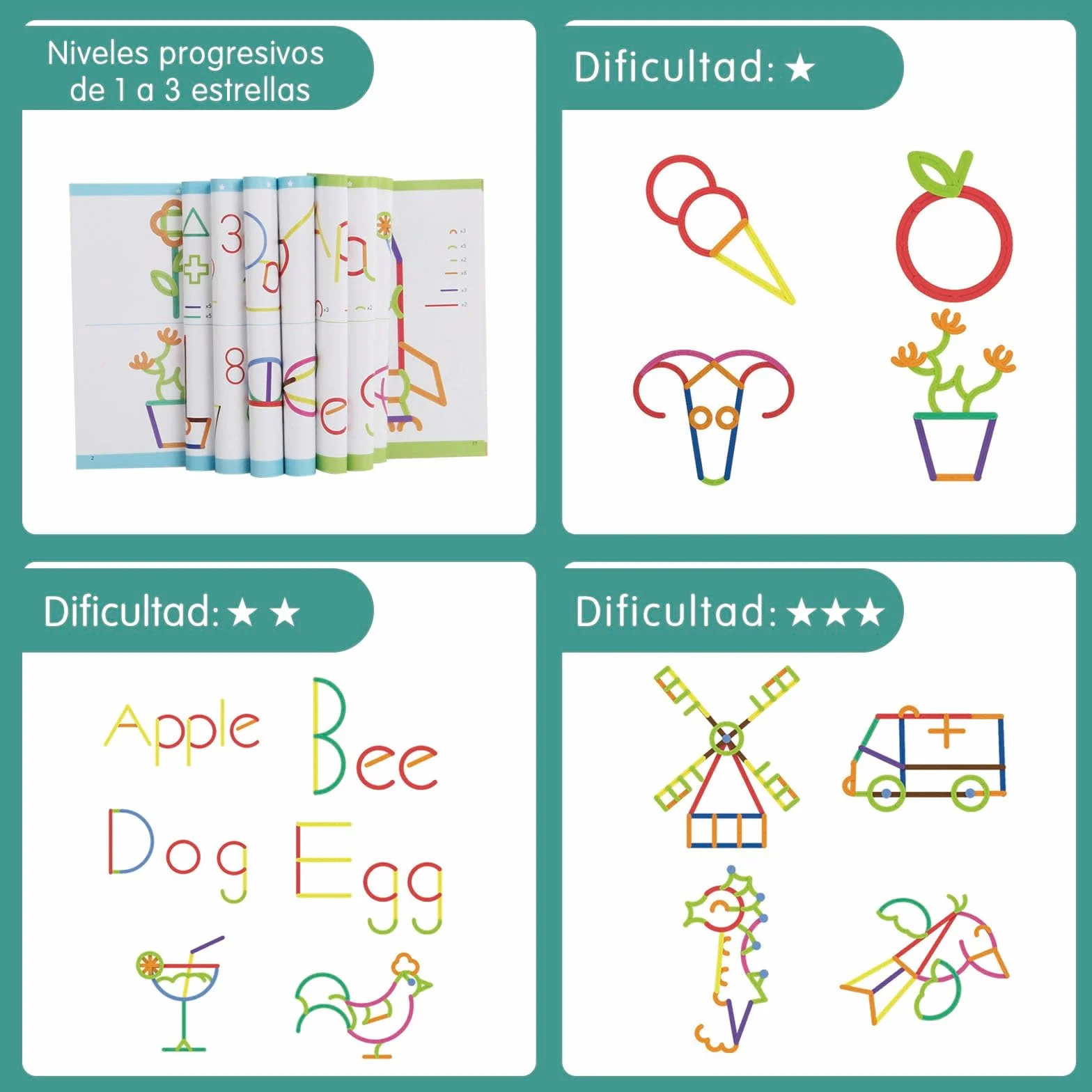 Juguetes Montessori 3-5 Años, Puzzle Tangram Rompecabezas Niños, Educativos Motricidad Fina Coordinación Ojo-Mano