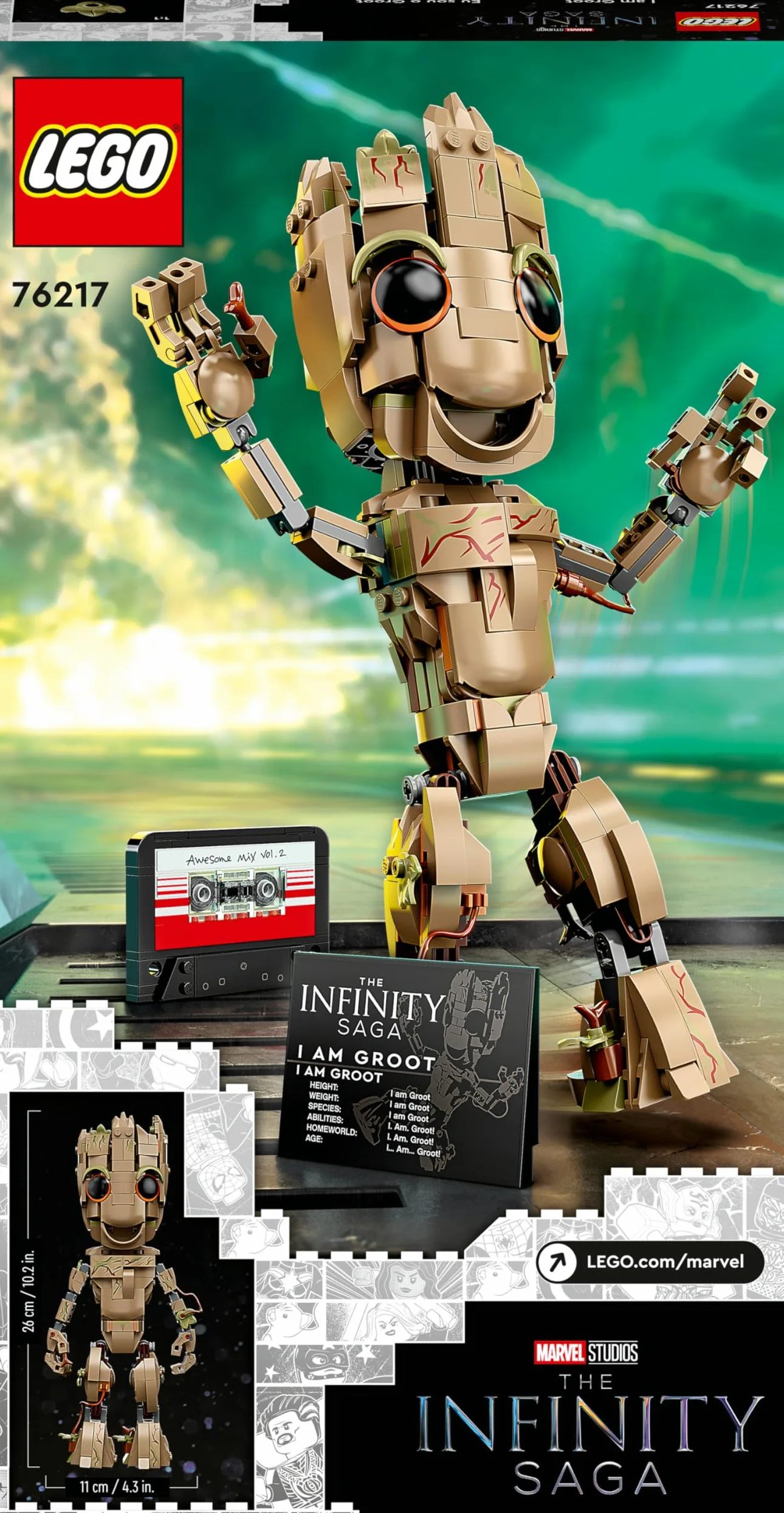 LEGO Marvel Yo Soy Groot, Figura de Decoración para Construir, Juguete de Construcción, Regalo de Guardianes de la Galaxia 2 para Niños, Niñas de 10 Años o Más y Fans de los Vengadores 76217
