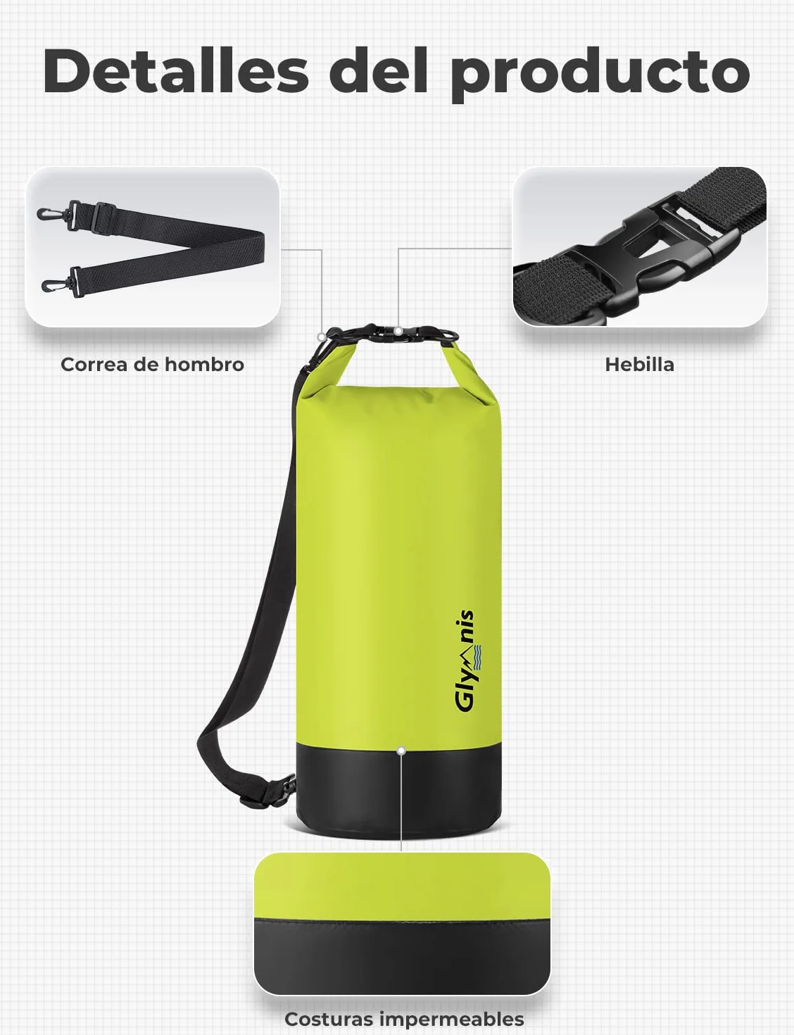 Glymnis Bolsa Impermeable 5 L 10 L 20 L para Rafting Kayak Playa Senderismo