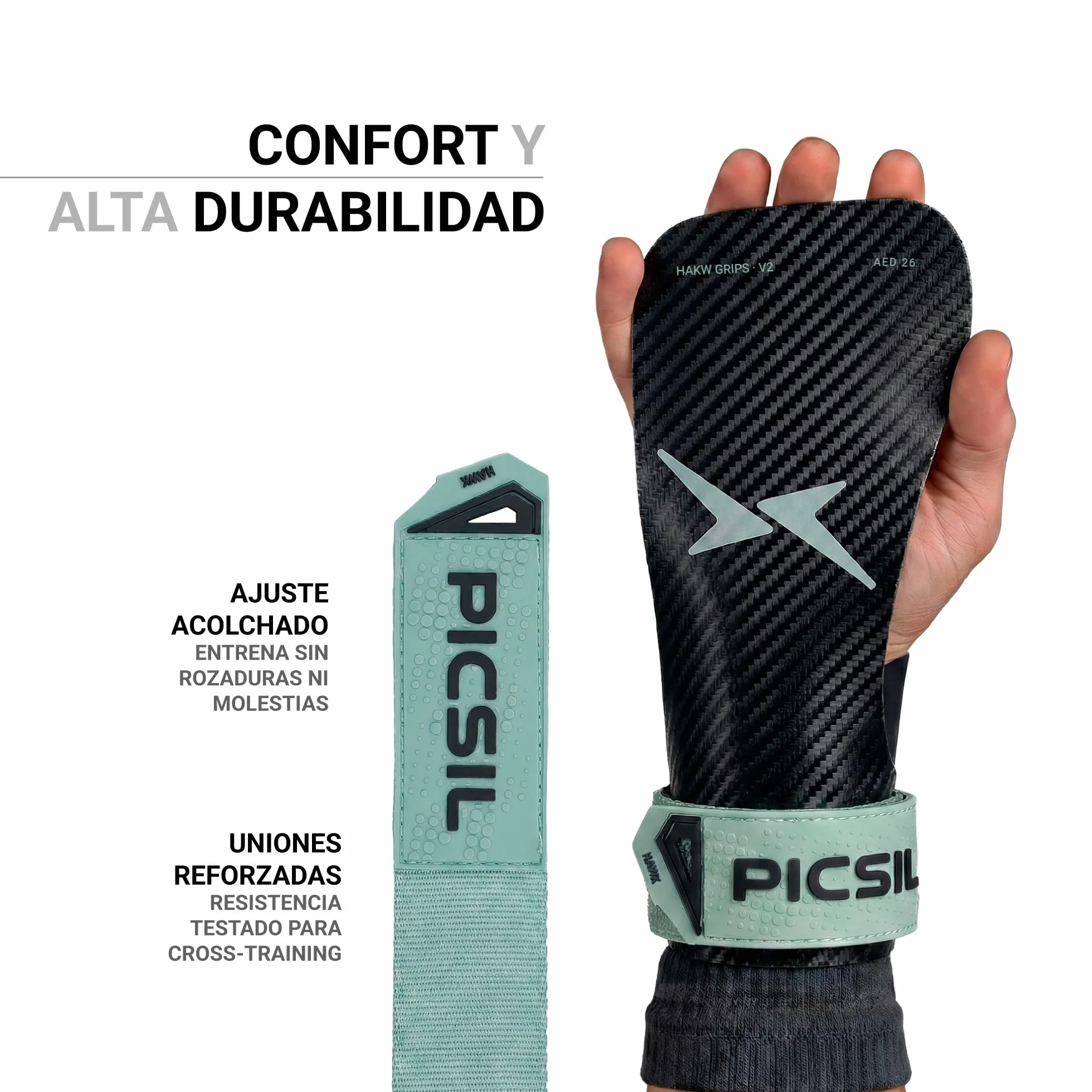 PICSIL Hawk Grips Calleras Sin Magnesio Agarre Barras Limpias Triple Capa Muñequeras Bolsa Transpirable