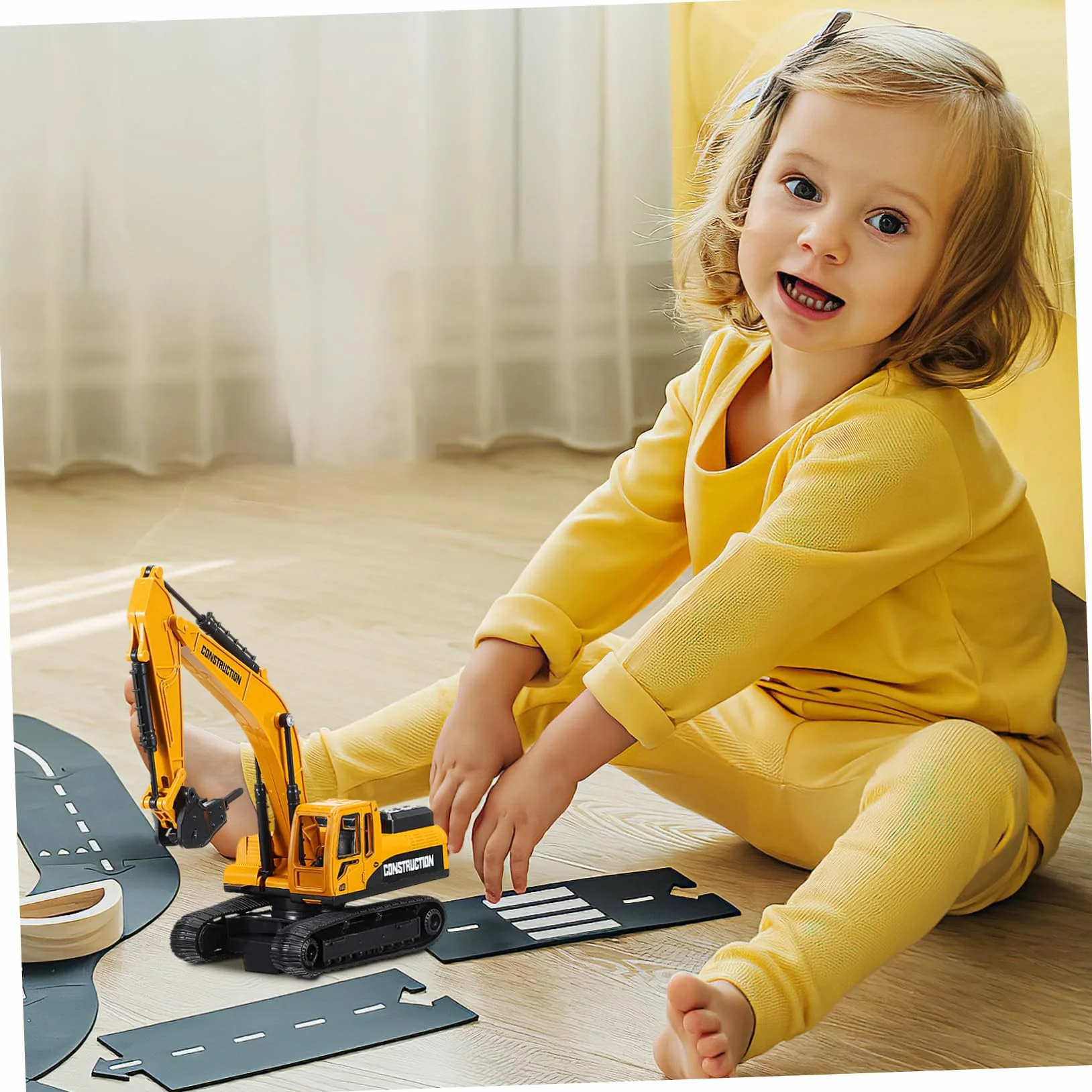 BESTonZON 1Juego Excavadora Plástica Juguete Educativo de Vehículo de Construcción para Desarrollo Infantil y Coordinación