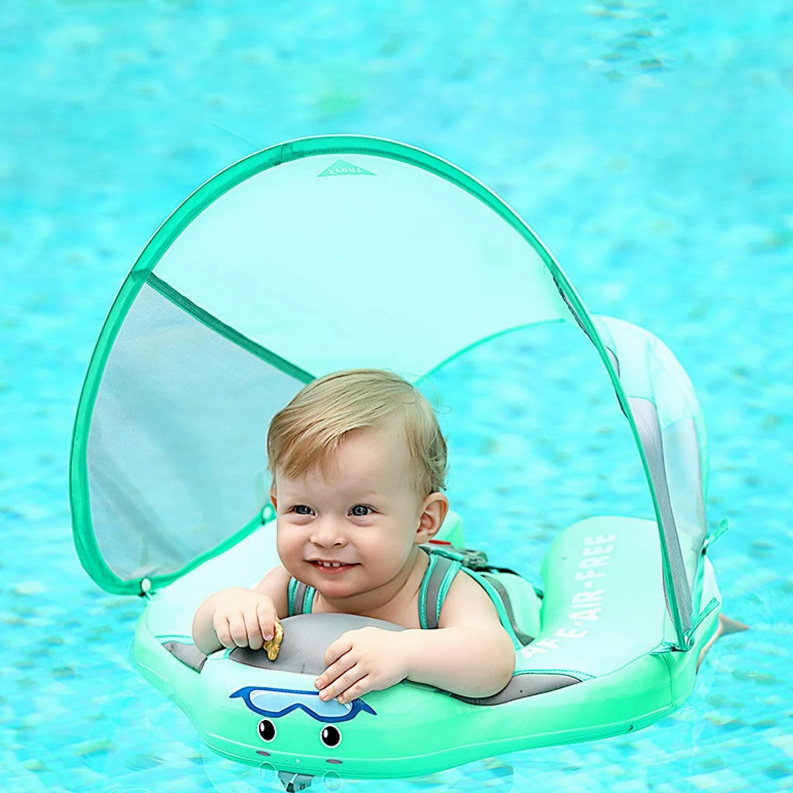 Flotador para Bebés para Natación Flotador Infantil para Piscinas | Flotador De Exterior Con Protección Solar Para Verano, Playa, Lagos Y Vacaciones Para Bebés De 3 A 24 Meses