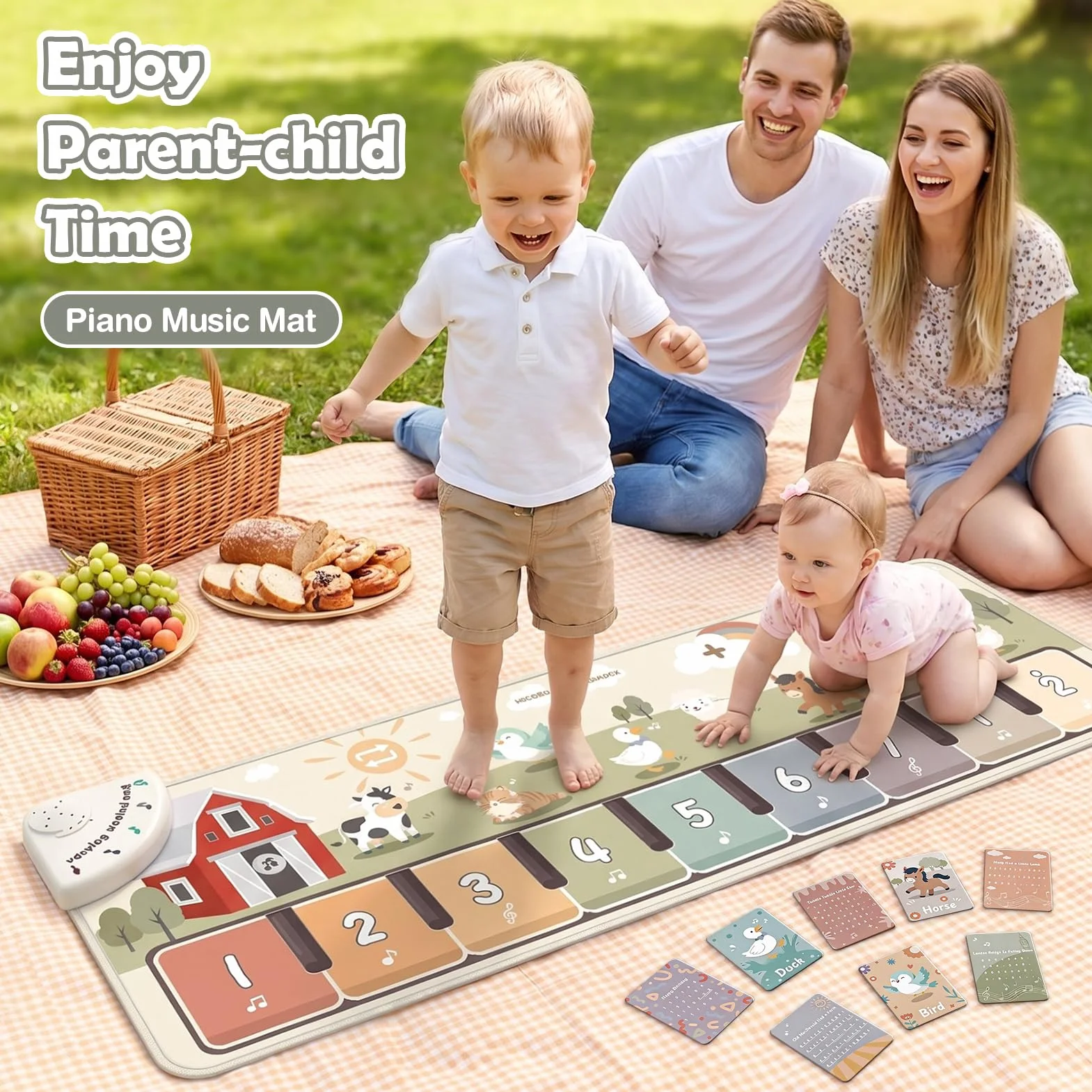 Baby Toys Musical Play Mat Toys for 1 2 3 Year Old Boys Girls, Piano Mat with 9 Piano Keyboard, Recording & Playback Function for Toddler Toys Baby Sensory Toys Baby Boy Girl Gifts