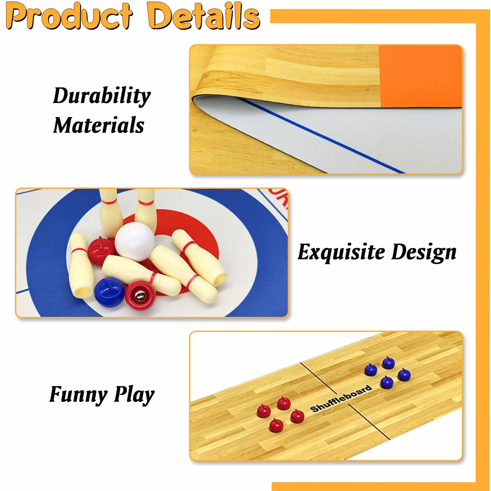 Juego de mesa 4 en 1, juego de mesa de Shuffleboard, juego de bowling curling cornhole juego interactivo ideal para la escuela, el hogar, la oficina, la fiesta