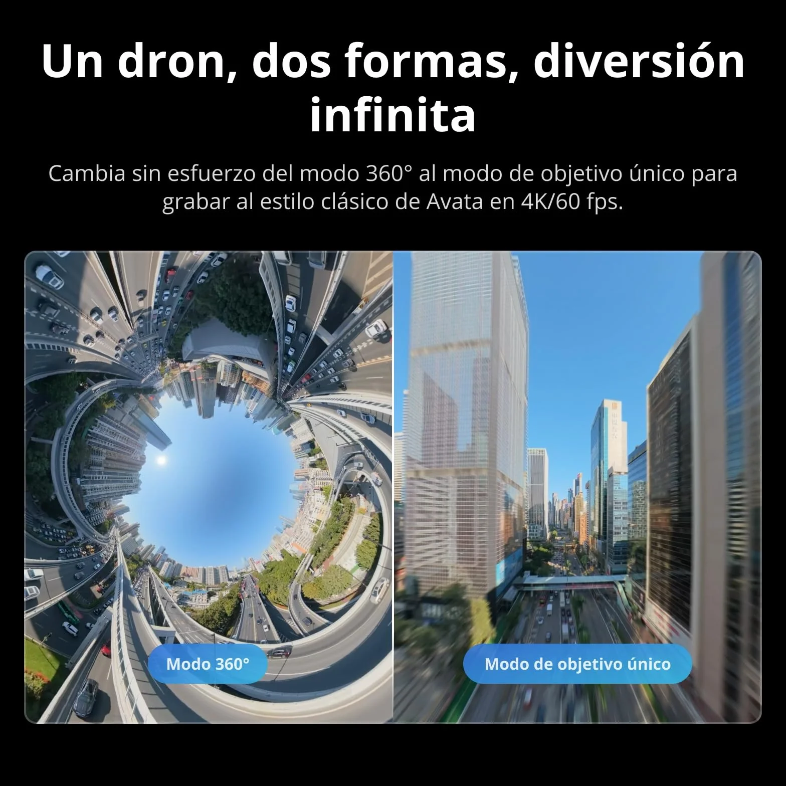 Pack DJI Avata 360 Motion Vuela Más, dron 360° con imagen 360° de 1 pulgada 8K, dron con cámara 360° con protector de hélices. Incluye Goggles N3 y RC Motion 3 para un control de movimiento intuitivo.