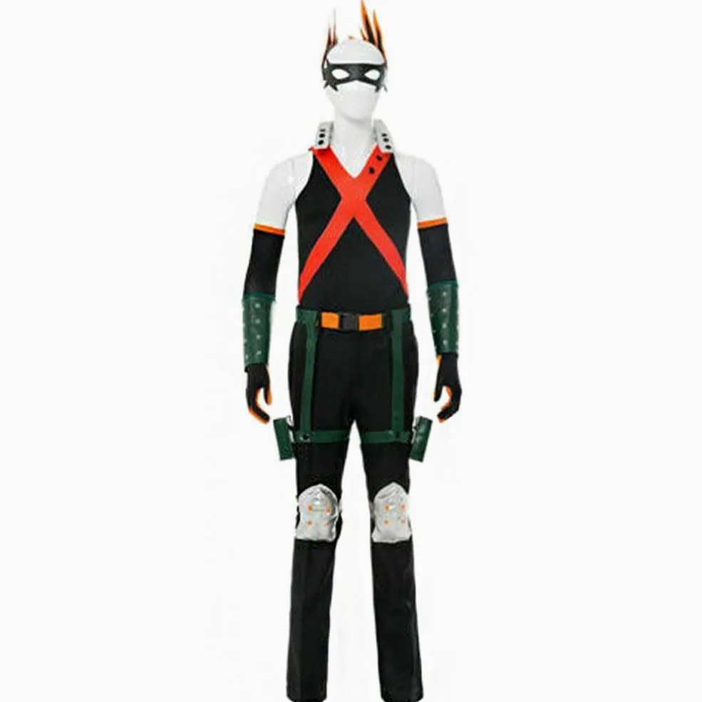 Zhongkaihua MHA - Disfraz de anime Bakugou Katsuki, conjunto completo de una sola pieza para Halloween, carnaval, fiesta, disfraz