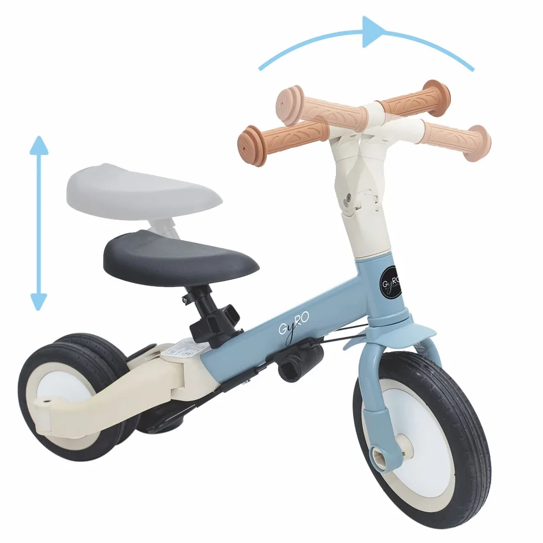 Olmitos - Triciclo Evolutivo de Bebé 5 en 1 GYRO + - Bicicleta Niños Desde 1 Año hasta 5 años - De Triciclo a Bicicleta con o sin Pedales – Adaptable y transformable (Gyro, Azul)