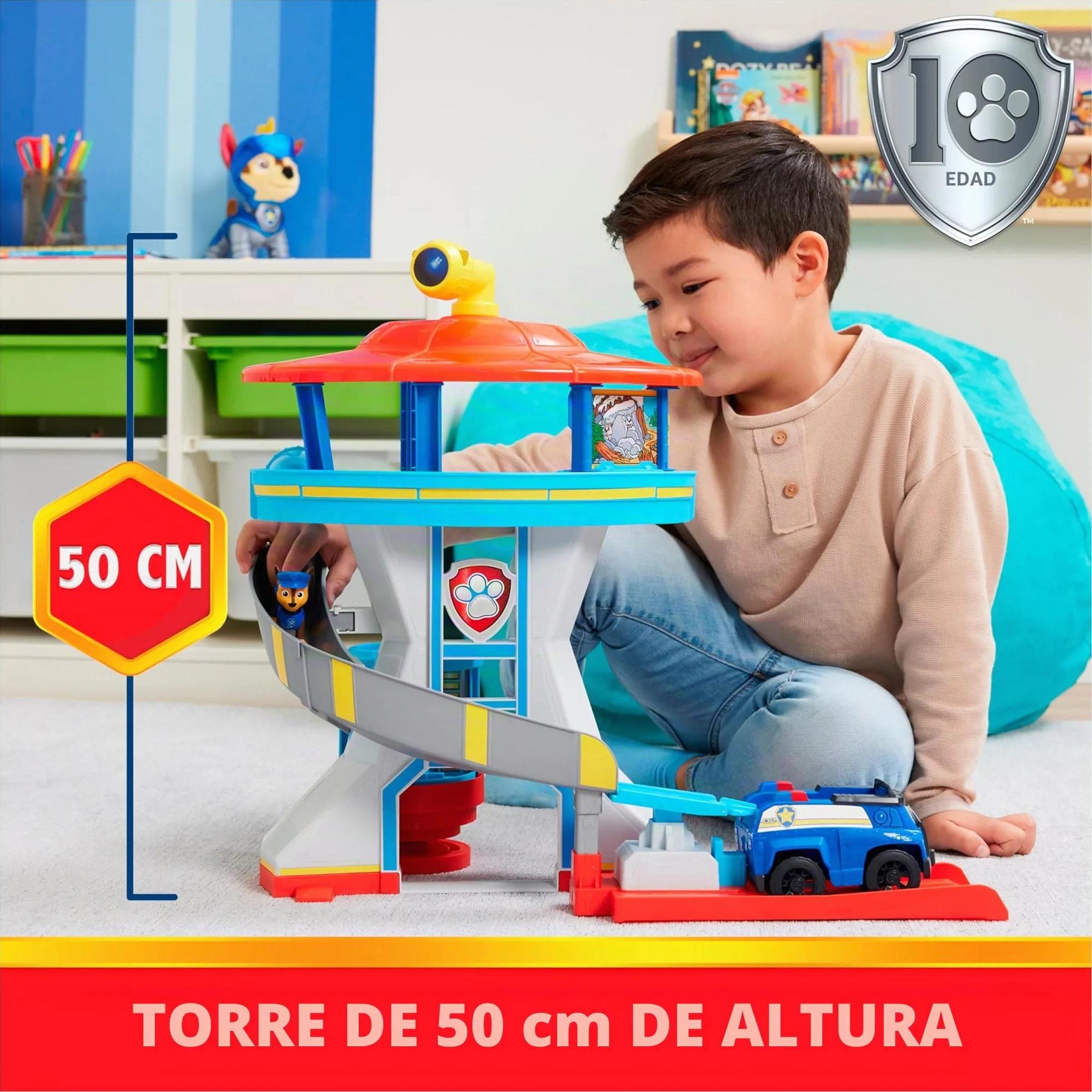 Paw Patrol Patrulla Canina Centro de Mando con Lanzador de Coches, 1 Coche Policía, 2 Figuras Chase, Juguetes Niños 3 Años+