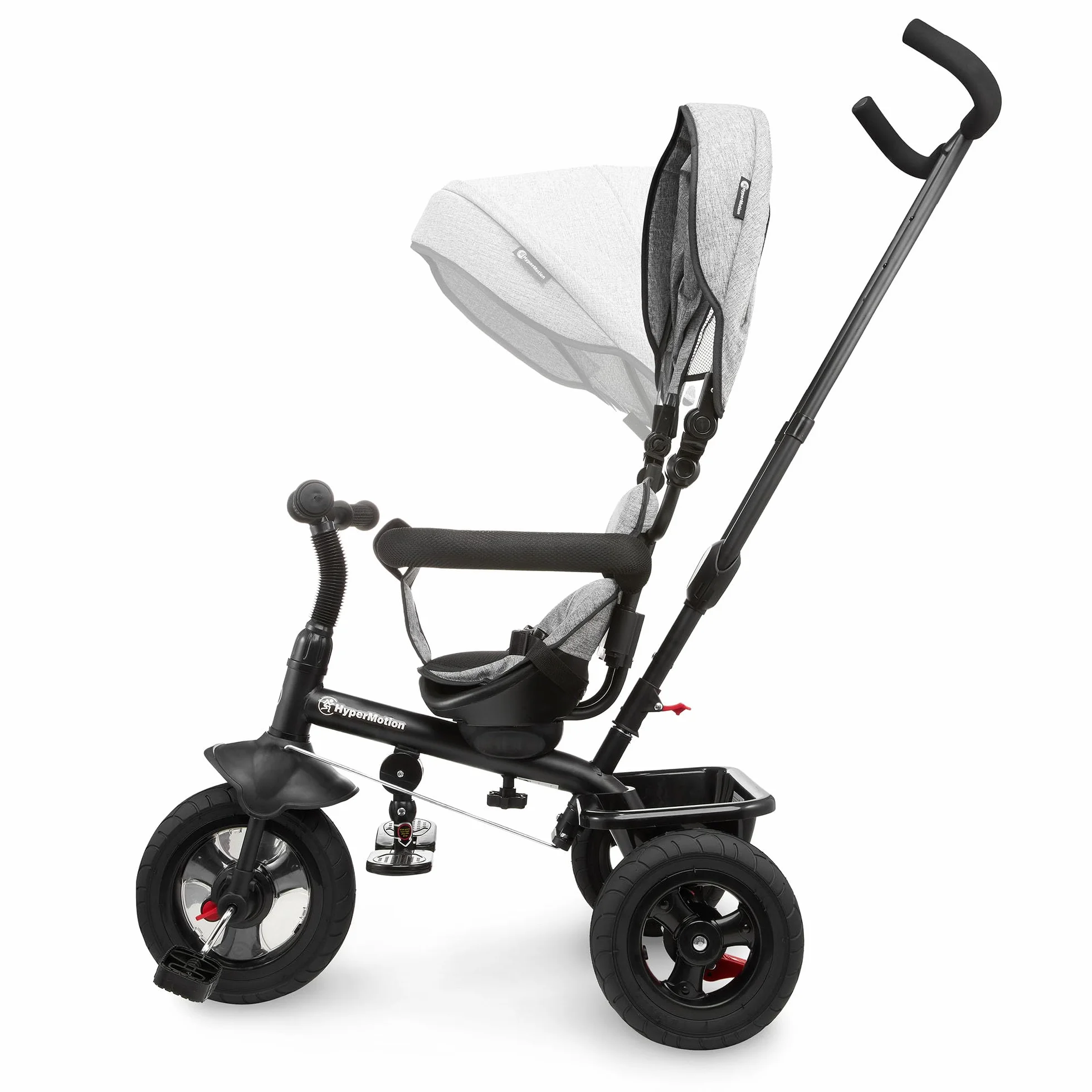 HyperMotion Triciclo Infantil con Manillar para Padres - Bici Bebé 1 Año Evolutiva hasta 20kg - Modelo Similar Kinderkraft con Barra de Empuje - Saltador Bebe Gris