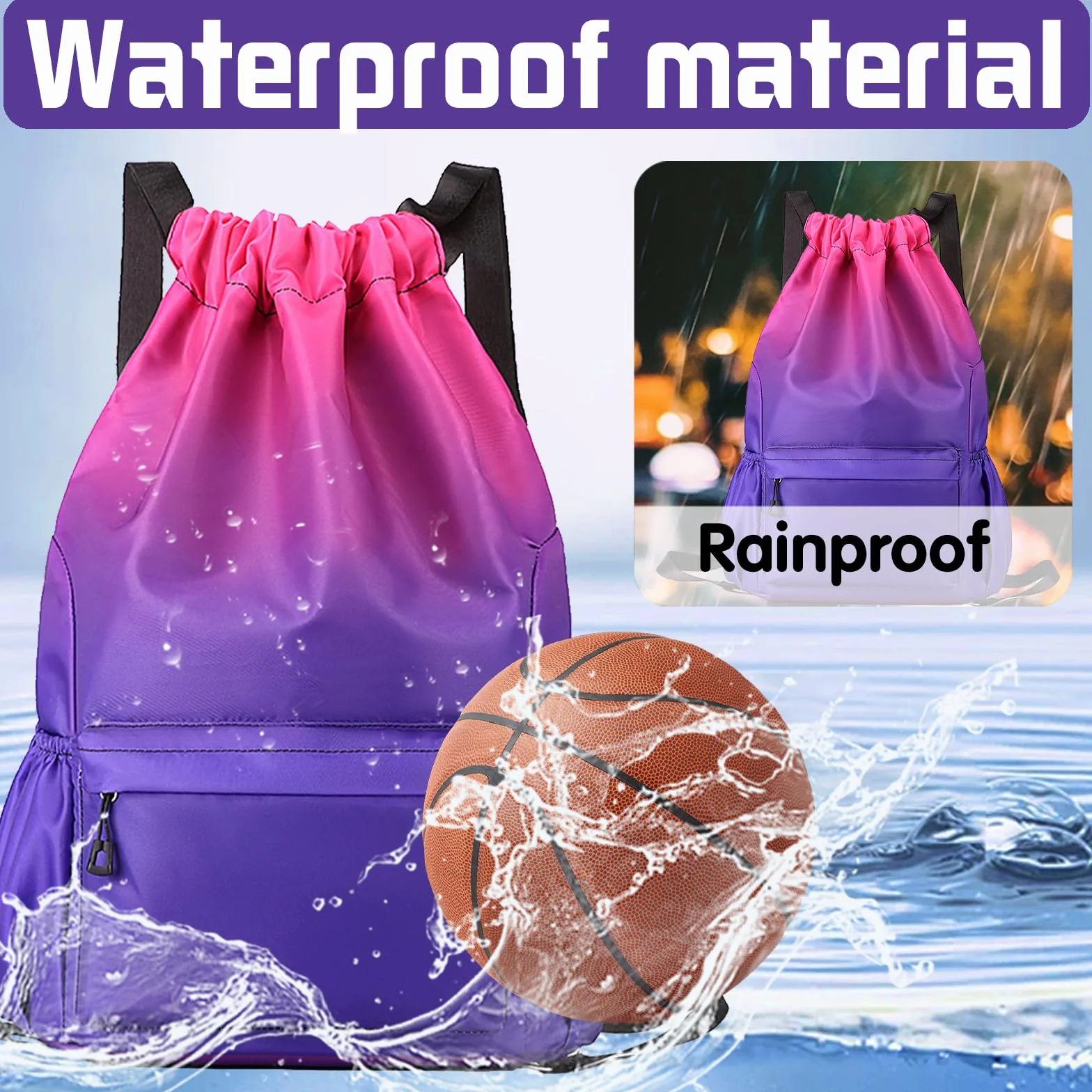 Mochila Cuerdas Impermeable Gran Capacidad para Mujer Hombre Yoga Deporte Viaje