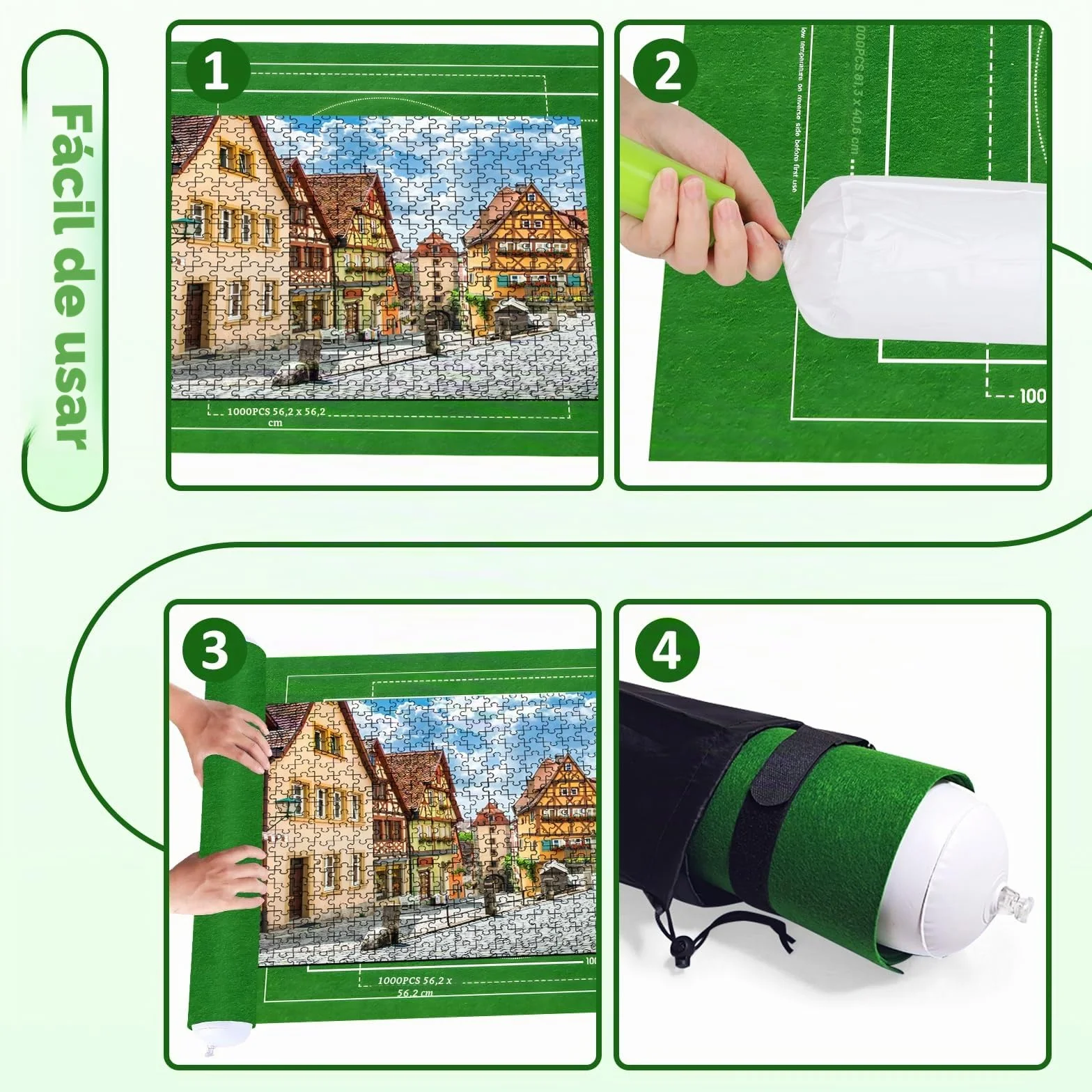 VFANDV Puzzle Mat, Fieltro Tapete Puzzle 500 1000 1500 Piezas, Estera de Rompecabezas Portátil 66 x 116 cm