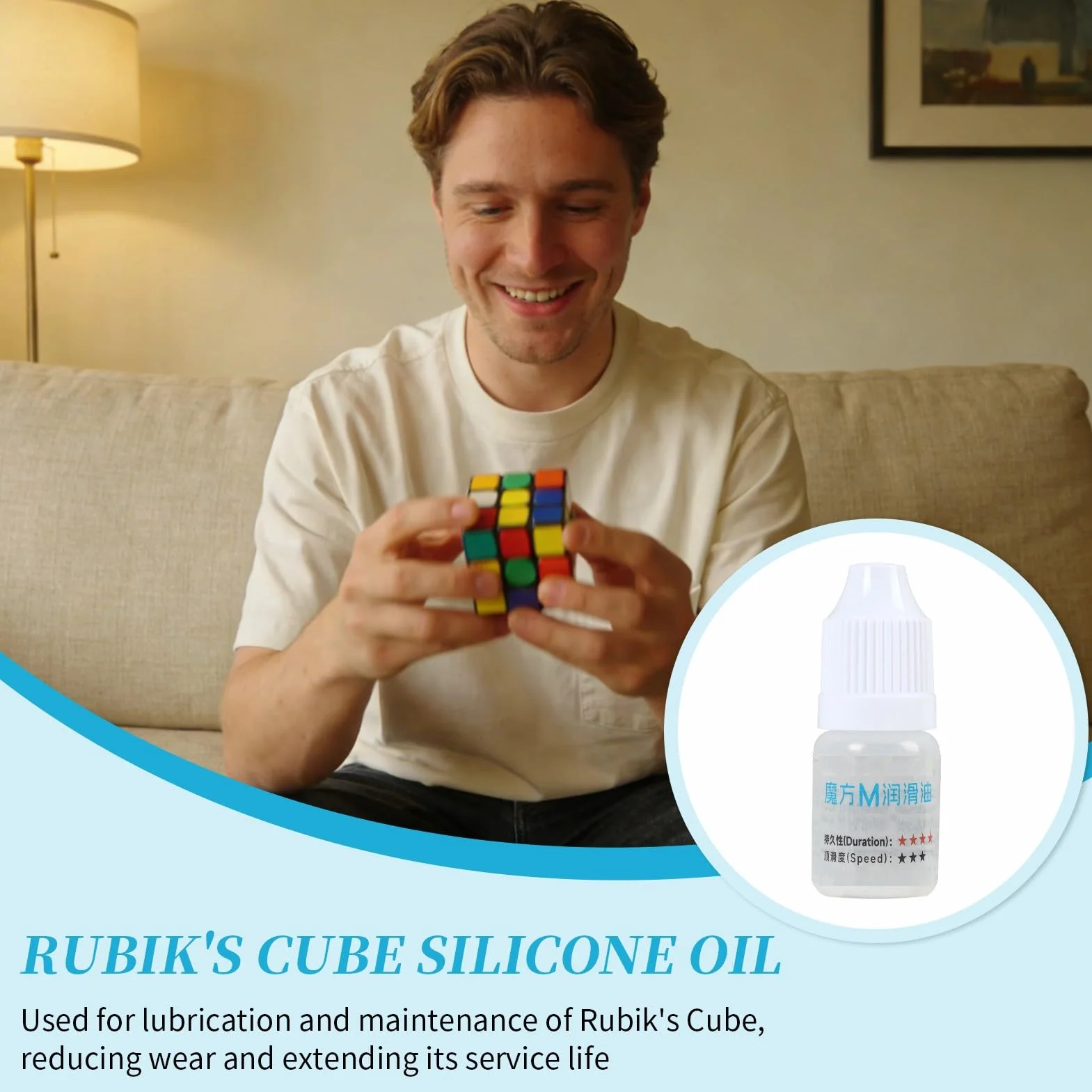 2 piezas de aceite de silicona para Magic Cube, 3 ml de unción de velocidad de cubo de Speed Cube Oil Magic Cube Accesorios, Aceite de silicona transparente lubricante para Magic Cube, para mejorar la