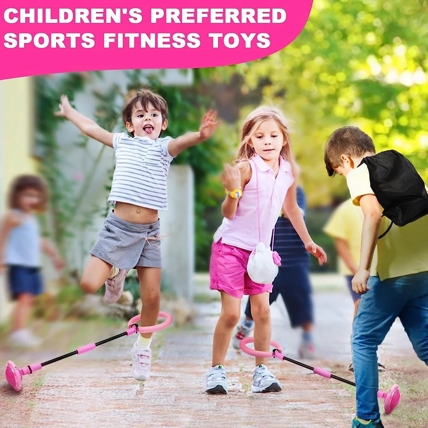Bola de Salto de Tobillo, Skip It, Anillo de Salto Intermitente, Anillo de Salto de Tobillo Plegable, LED Saltar Bola para Niños, Equipo de Juguete de Fitness para Niños, Pelota de Baile (Rosa)