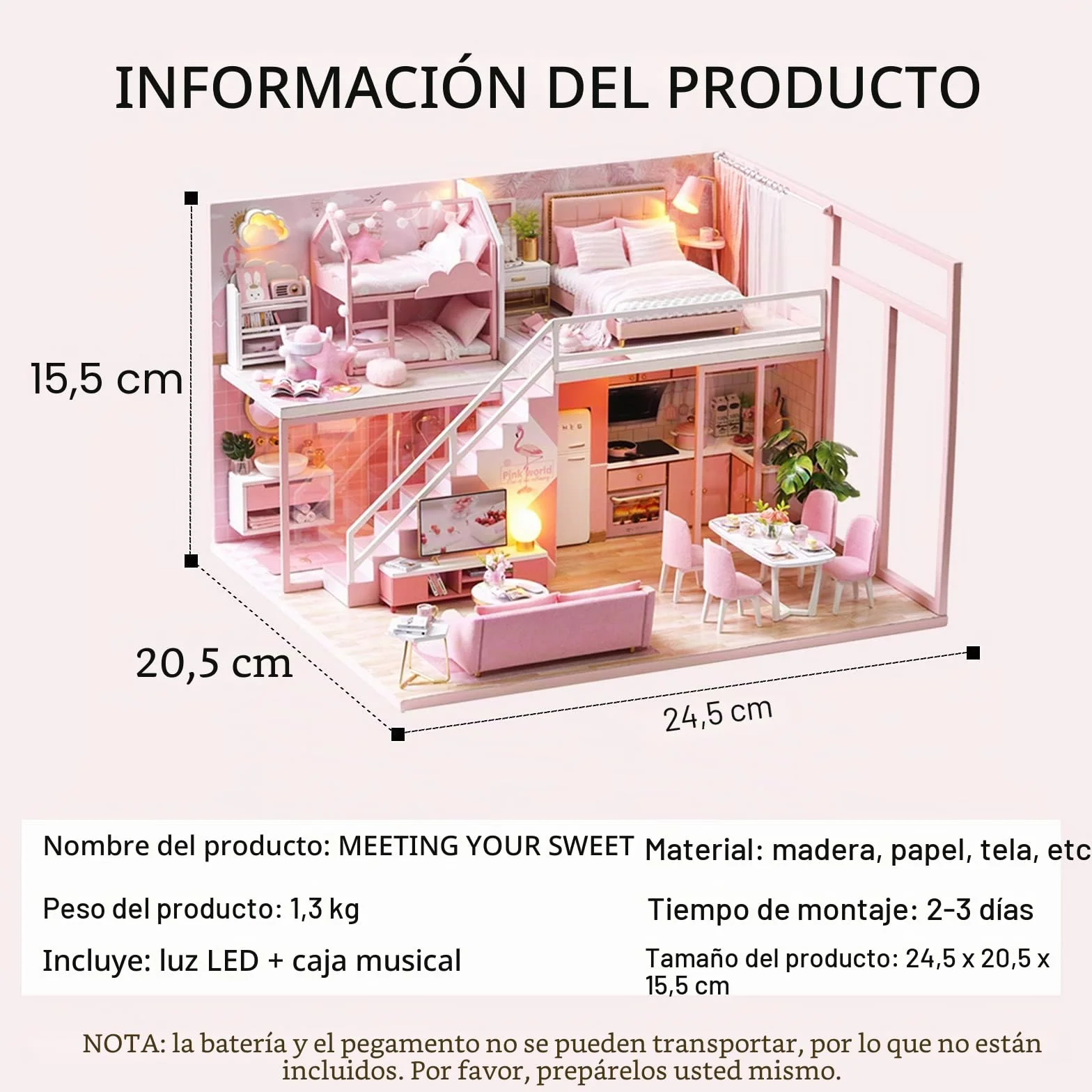 Cuteroom lemogo Wooden Dollhouse - Muebles DIY Assembling House Miniature Crafts Toys - Handmade Minimalist Apartment - for Children and Teens