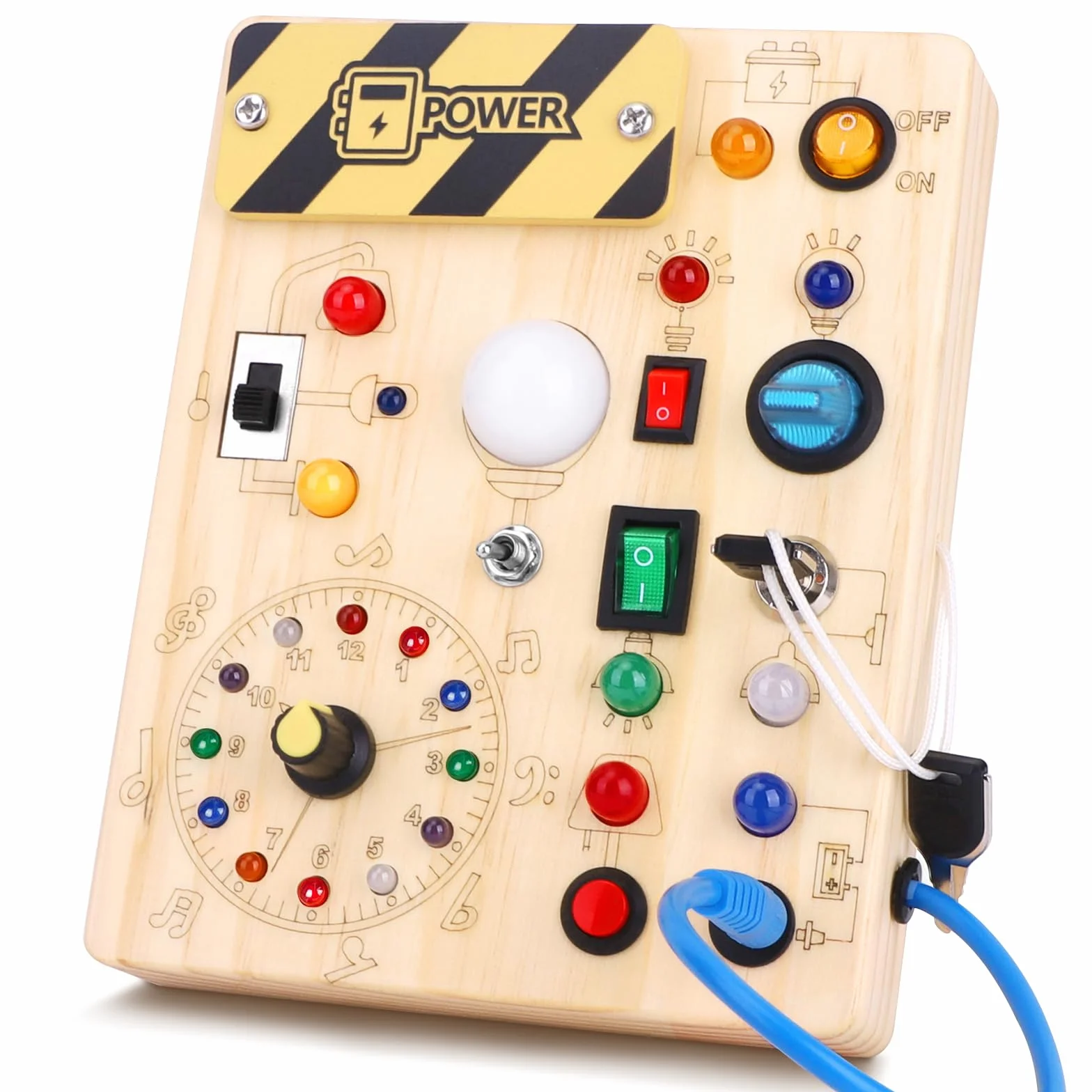 Hoarosall Busy Board Juguetes Montessori 1 años Tablero de Actividades Juguete Sensoriales de Madera con 10 interruptores y 23 Luces LED Educativo Motricidad Fina para Niños 1 2 3 Años, Niños y Niñas