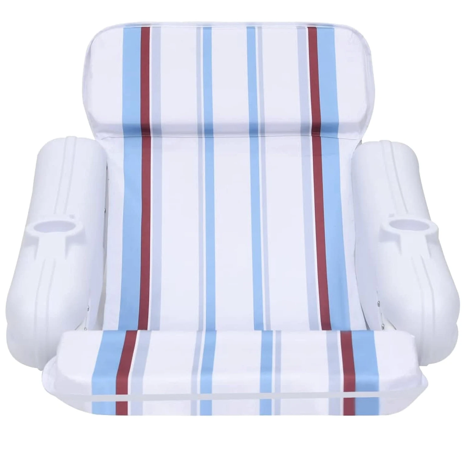 Sillón flotante para piscina, hinchable con portavasos integrado, hamaca flotante, colchón hinchable para playa, plegable, blanco, azul y marrón, HDPE, poliéster