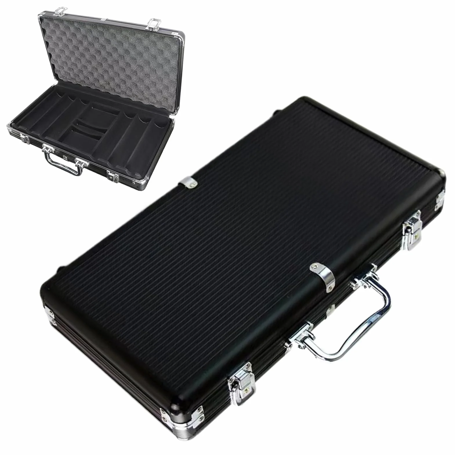 Estuche De Fichas De Póker De Aluminio - Capacidad para 300 Fichas En Aleación De Aluminio Negro Mate - Protectora para De Póker,para Aficionados Principiantes