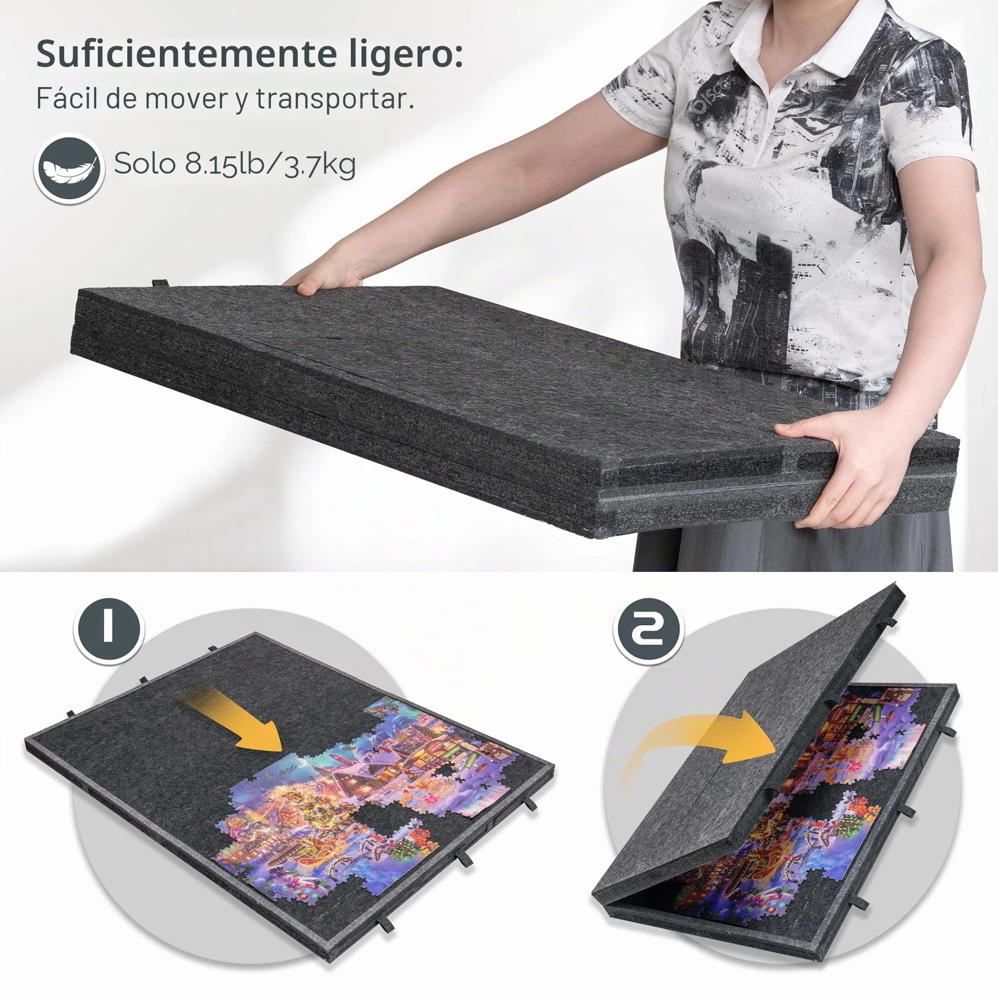 Lavievert Rompecabezas inclinable de 2000 piezas con 8 cajones coloridos y cubierta, mesa plegable con caballete integrado ajustable de 4 ángulos, mesas ligeras para adultos