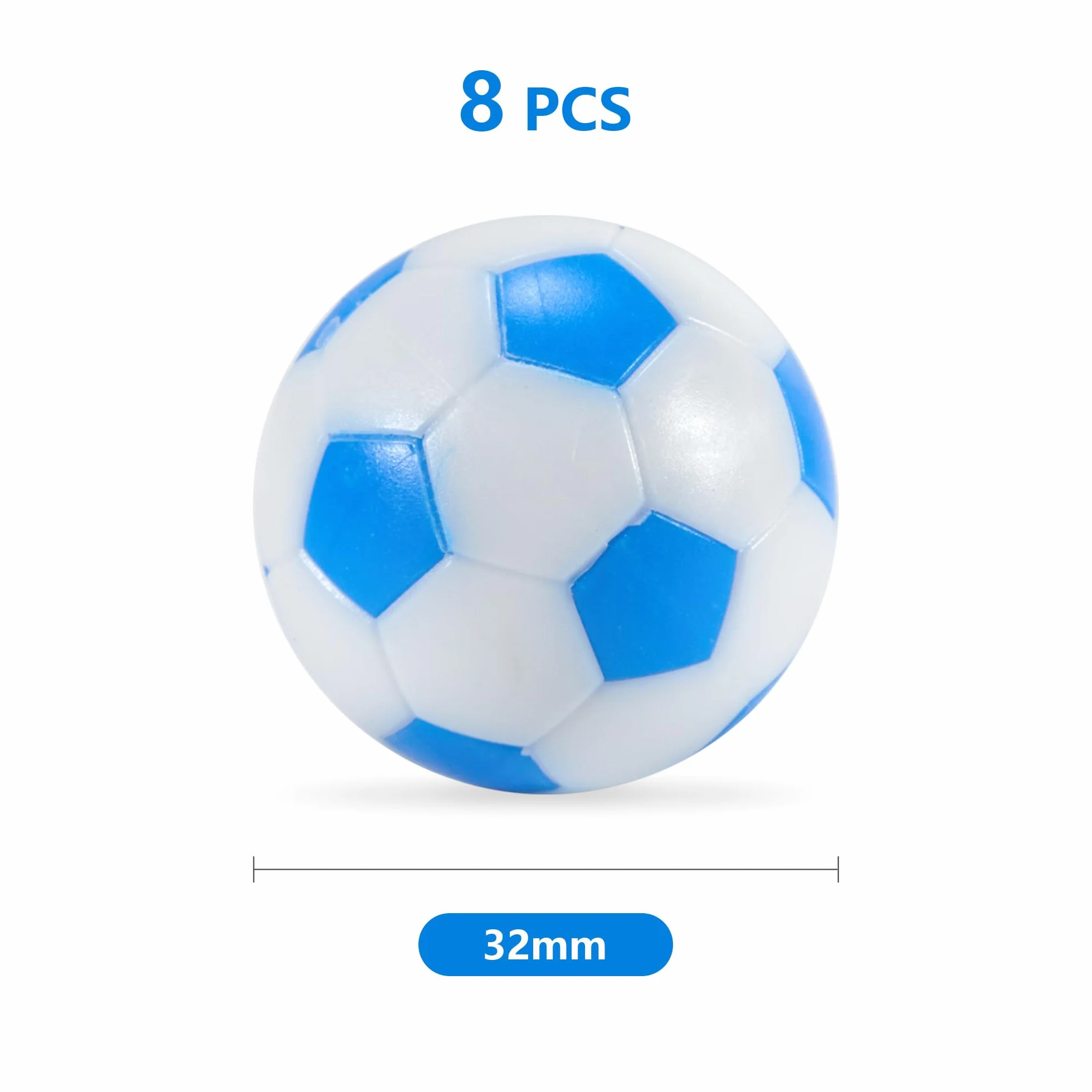 8 Piezas Bolas de Fútbol 32 mm en HIPS, Resistentes y Coloridas para Futbolín de Mesa, Colores Surtidos