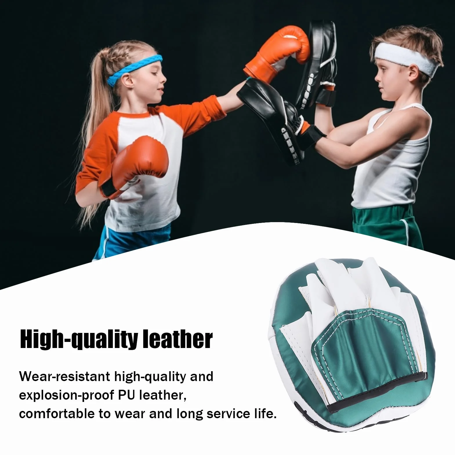 Boxing Curved Focus Punching Mitts Kids PU Leather Durable Taekwondo Muay Thai Sanda