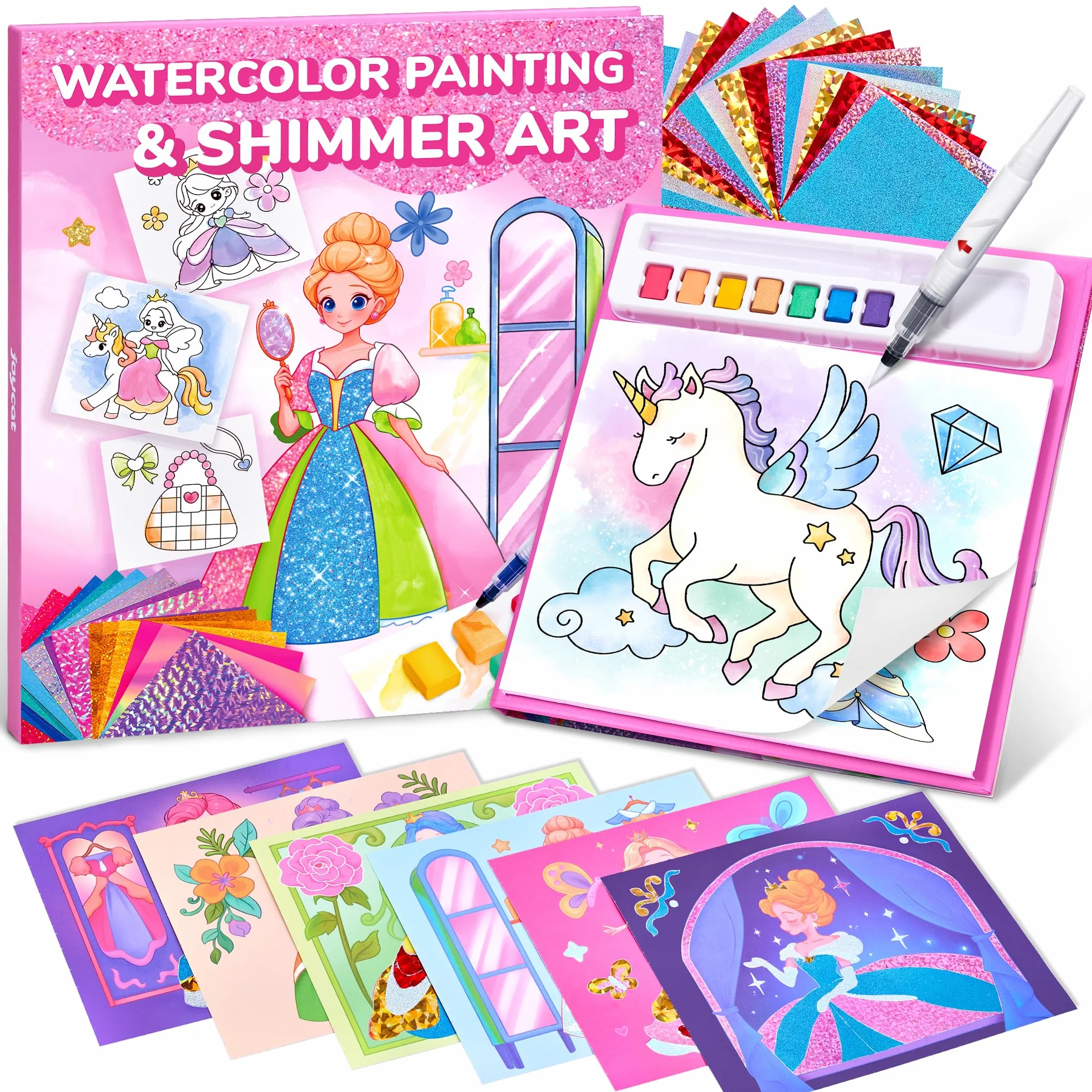 JoyCat Libros para colorear con agua, Actividad de arte y manualidades, Arte sin desorden de Princesa para niños de 4 a 8 años, Kits y suministros creativos, Actividad DIY, Regalos para niñas y niños