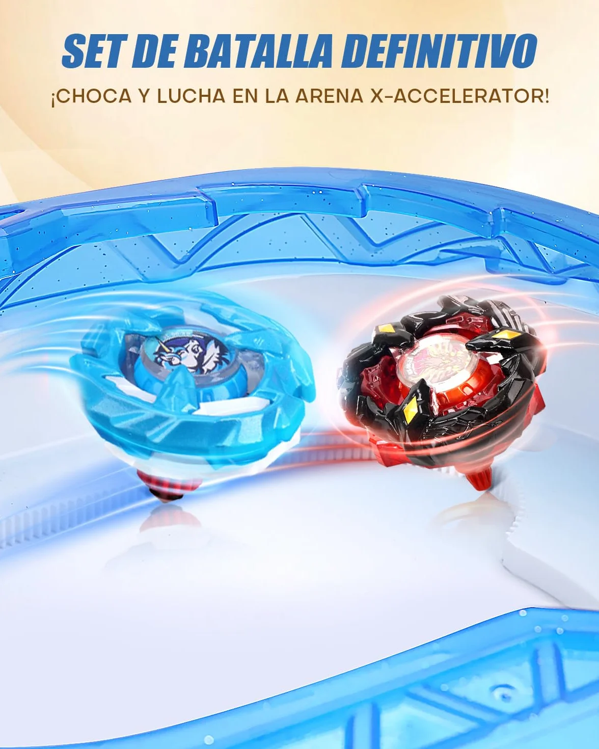 X Stadium Kit de Inicio Arena con 6 Gyro Tops, 2 Lanzadores, Pista de Aceleración y Techo Protector