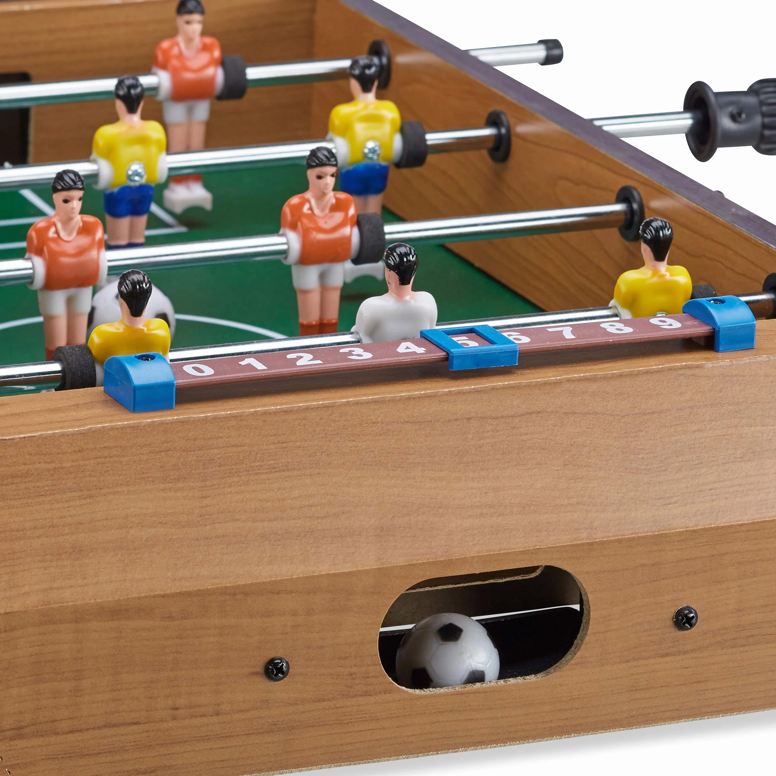 Relaxdays Futbolín de Mesa para 2 Jugadores, Madera MDF, Marrón, 11 x 51 x 50 cm