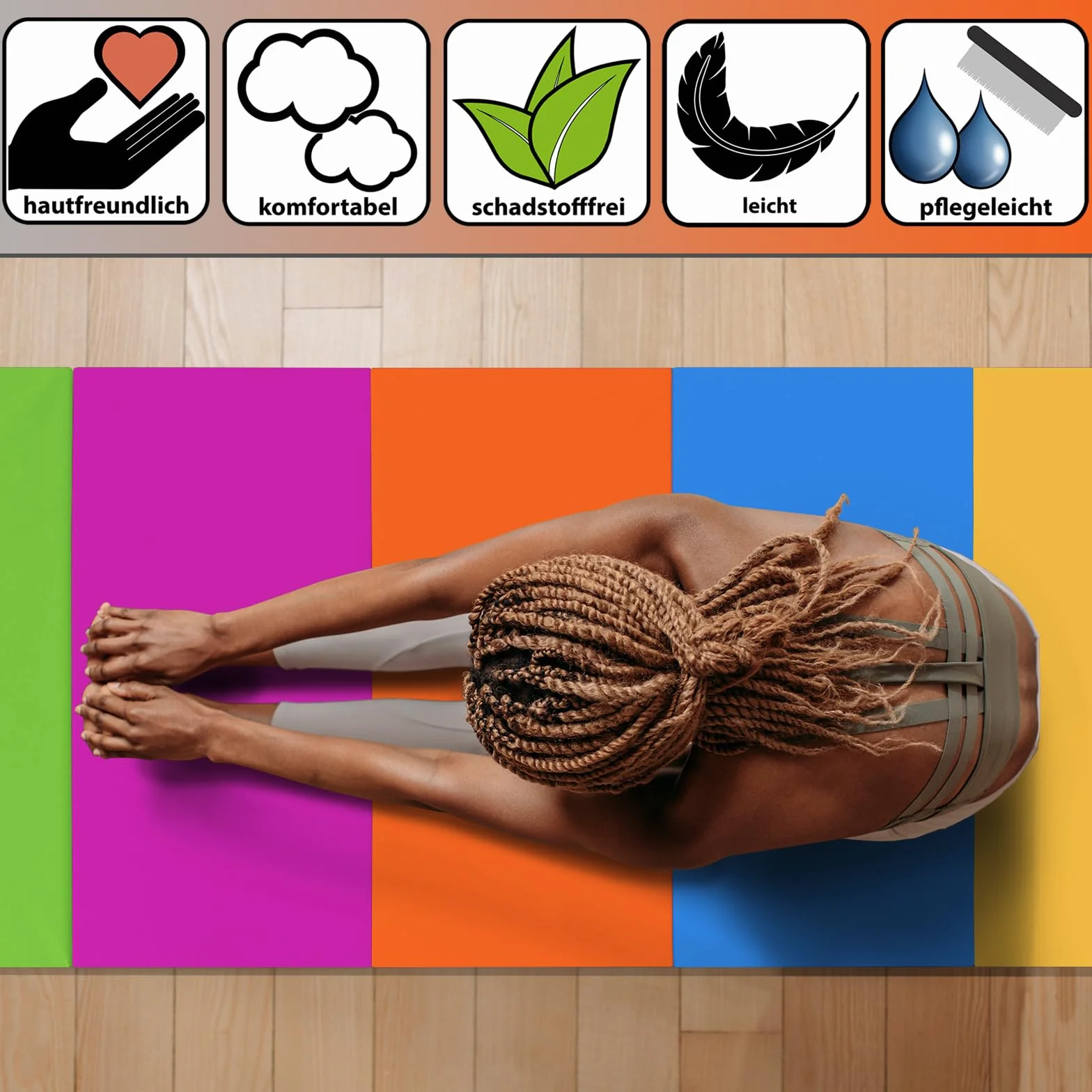 ALPIDEX Esterilla de gimnasia plegable 185 x 78 x 3,2 cm colchoneta de ejercicio suelo deportiva