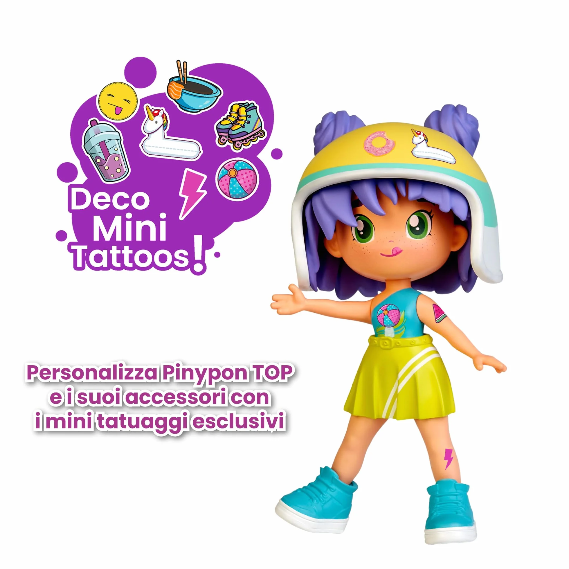 Pinypon Top Moto Girl, Figura Articulada de Brazos y Piernas, Set de Chica Top con su Moto, Incluyen Casco y Gafas, Ropa y Zapatos Intercambiables, Doble Cara y Decoración, +4 años, Famosa (PNN03000)