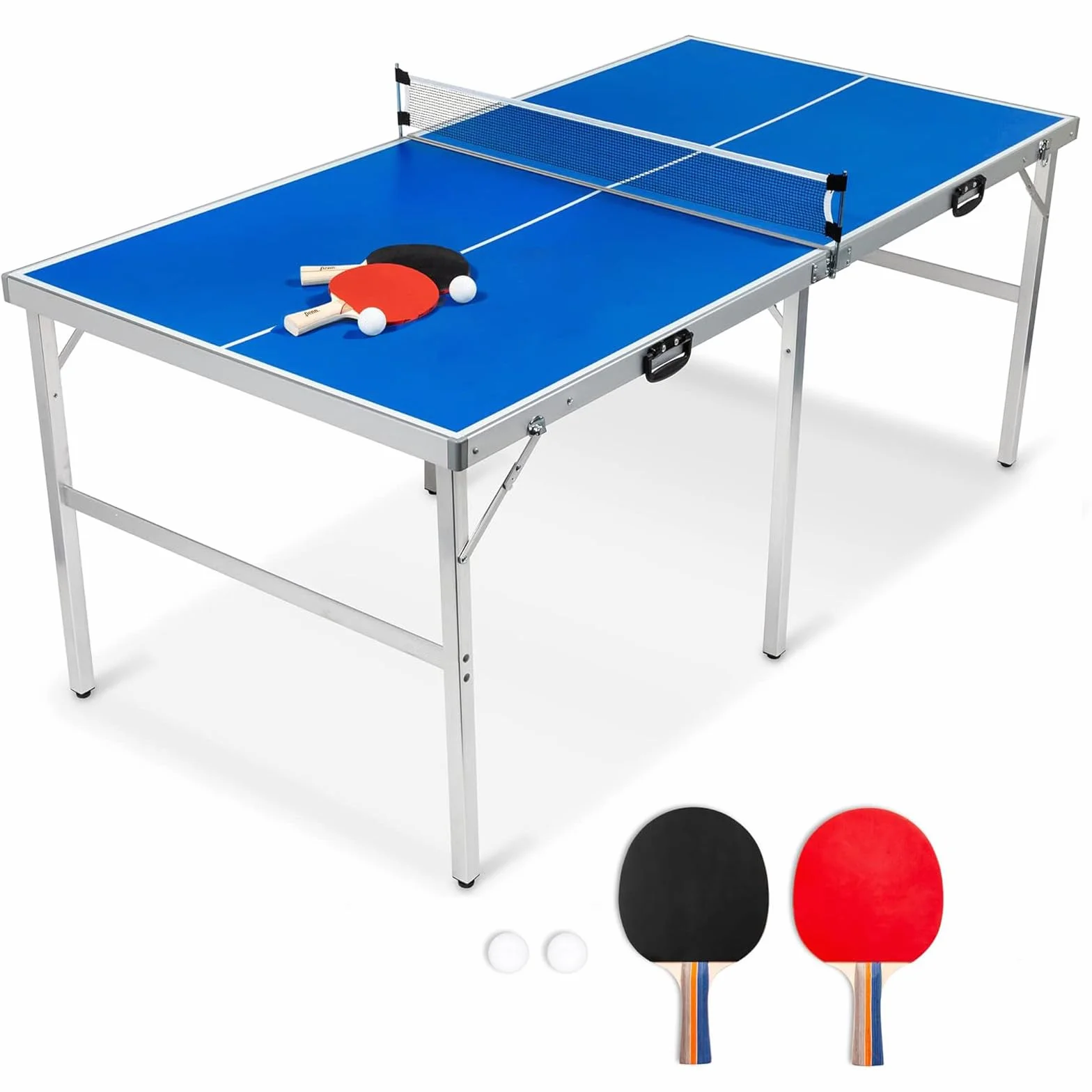 Mesa de Ping Pong Plegable Portátil 180x90x76 cm Azul con Red