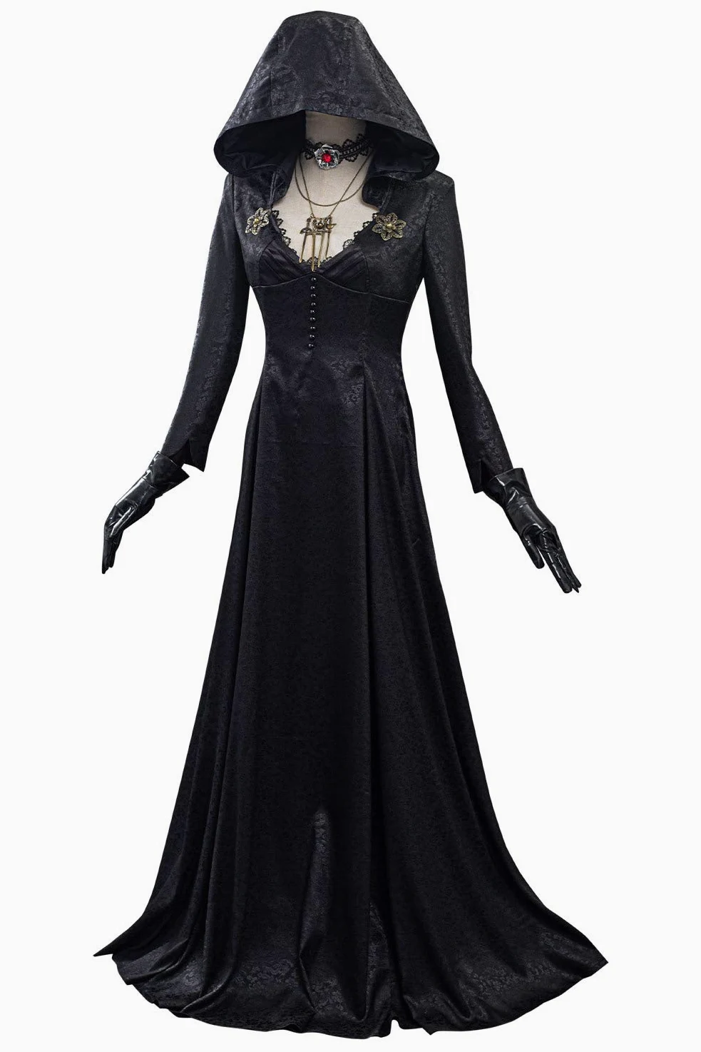 Moth Lady Halloween Carnaval medieval con capucha vestido cosplay trajes trajes de Halloween mujeres negro