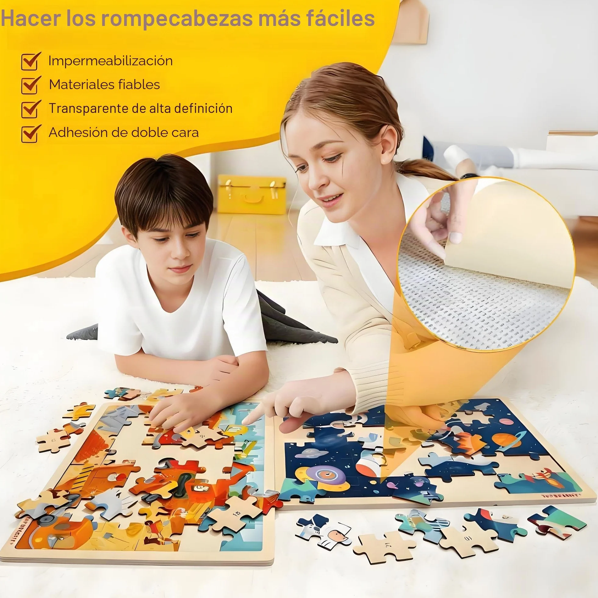 64 Hojas Pegamento para Puzzle Cola para Puzzle Papel Adhesivo Doble Cara Lámina Autoadhesiva Rompecabezas Apto para 8×1000 Piezas de Puzzles Fotos y Postales(25 × 18 cm)