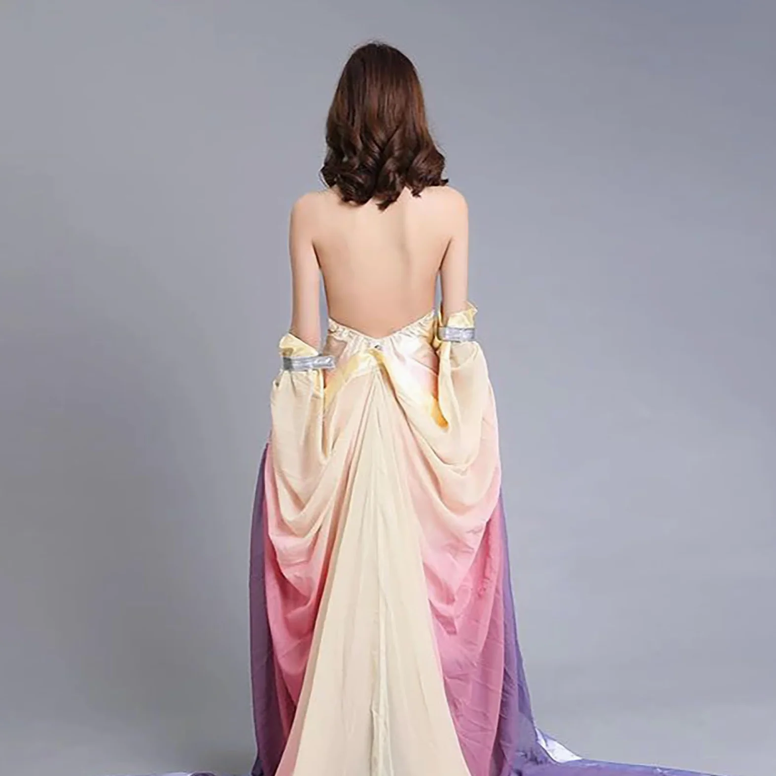 Generisch Padme Amidala - Disfraz de Padme Amidala Rosa y Púrpura Vestido Halloween Carnaval Fiesta Espacial Reina
