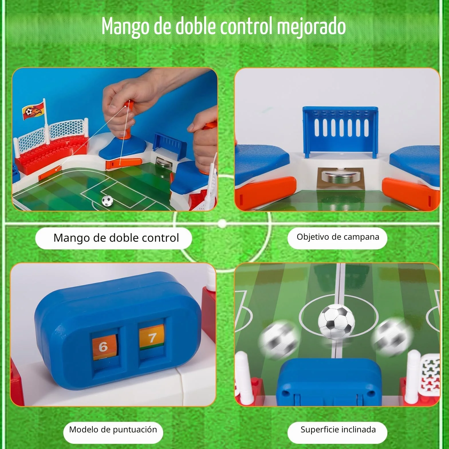 Futbolines para Niños, Mini Futbolín con 2 Balones y Contador, Regalo de Fútbol para 4-10 Años