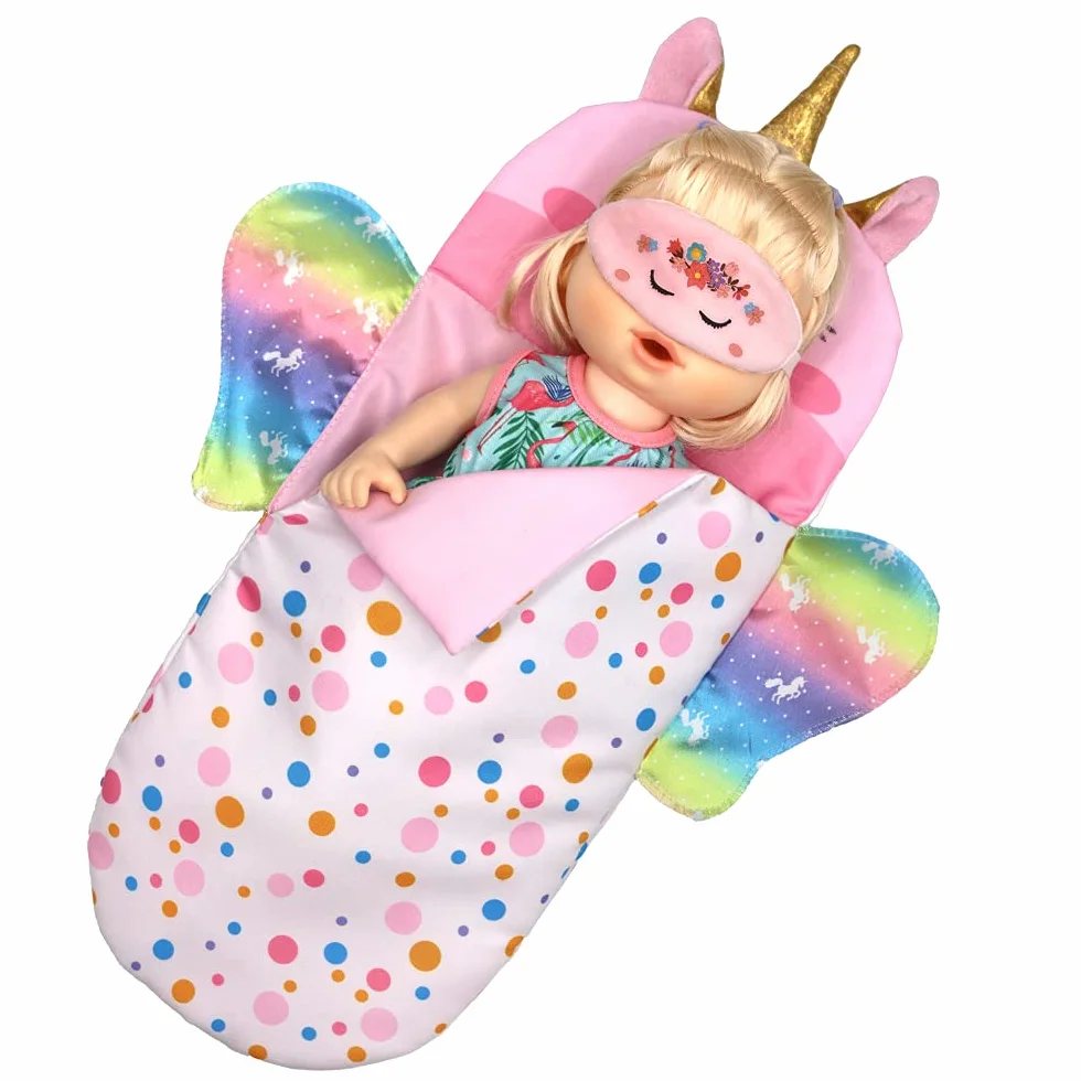 ZWOOS Saco de Dormir para Muñecas con Antifaz para Muñecas, Accesorios Suaves para Muñecas de 25-38 cm