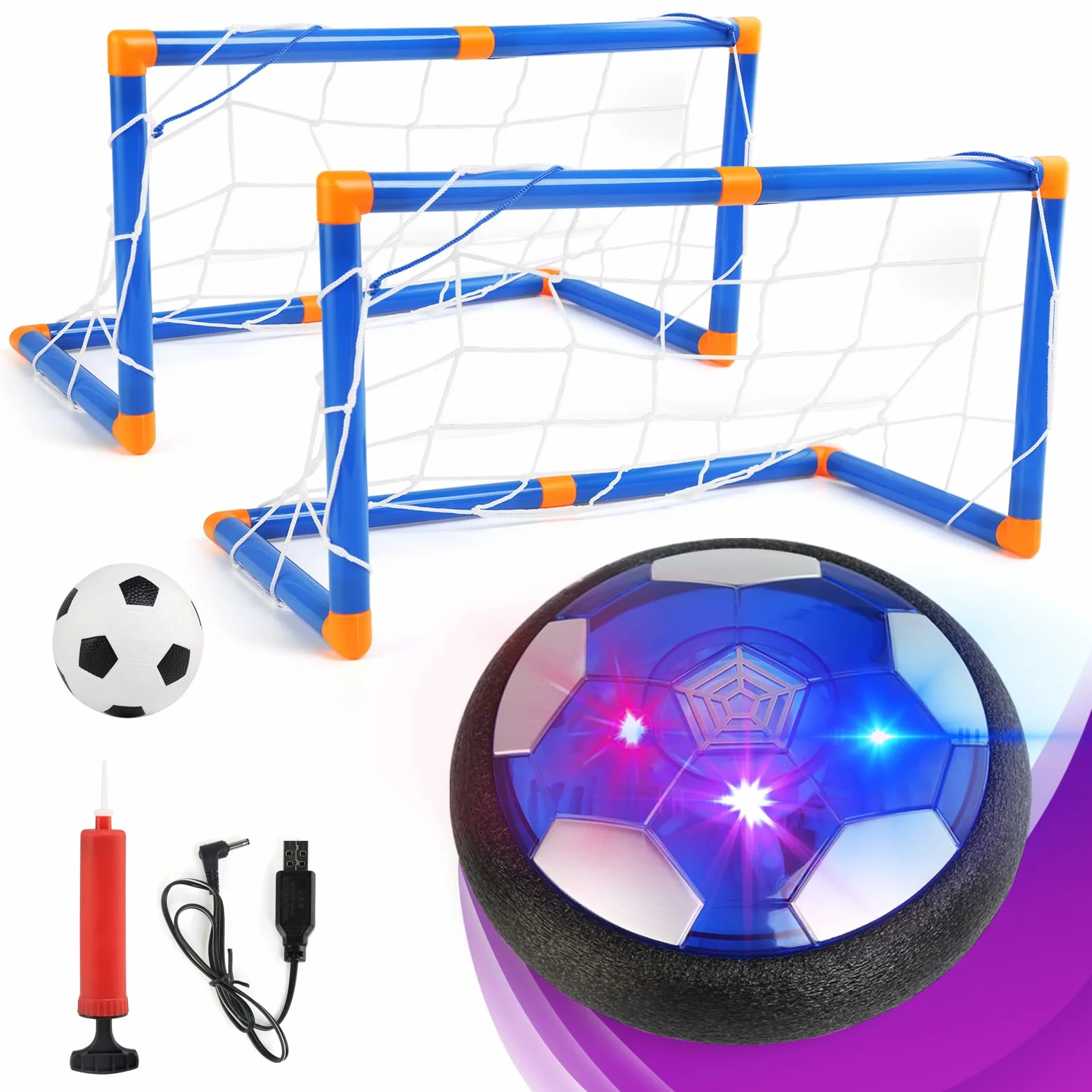 Balón Fútbol Flotant,Recargable Pelota Futbol Juguetes Niños 3 4 5 6 7 8 Años, Air Power Soccer con Protectores de Espuma Suave y Luces LED Futbol Juguete para Regalos Cumpleaños Navidad