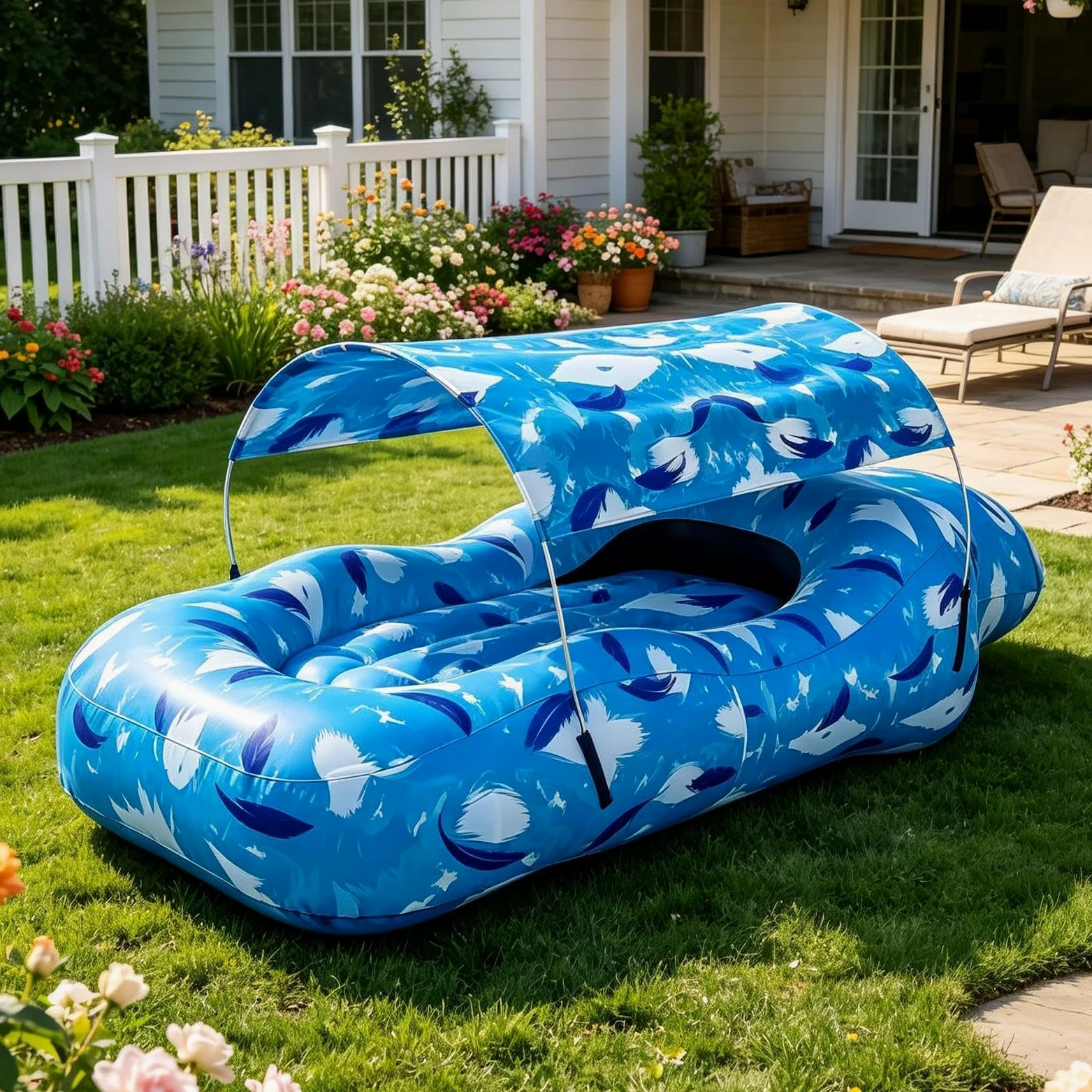 Sofá cama inflable para playa, toldo para, silla flotante portátil | Vacaciones viaje camping frente al mar senderismo picnic jardín salón acuático al aire libre